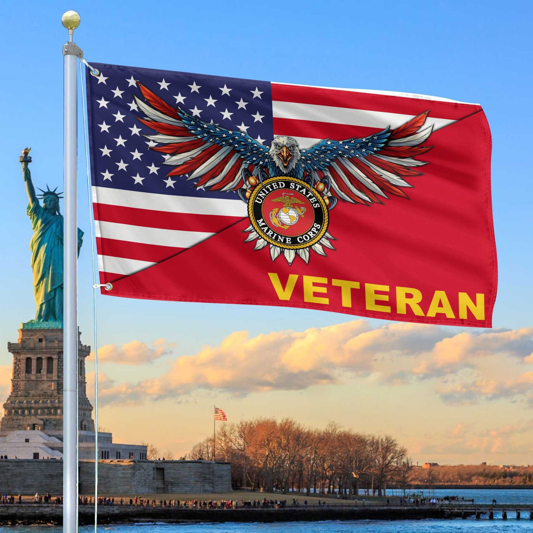 Premium US Marine Grommet Flag Gift For Veterans Day, Father's Day, Memorial Day VPVC100403