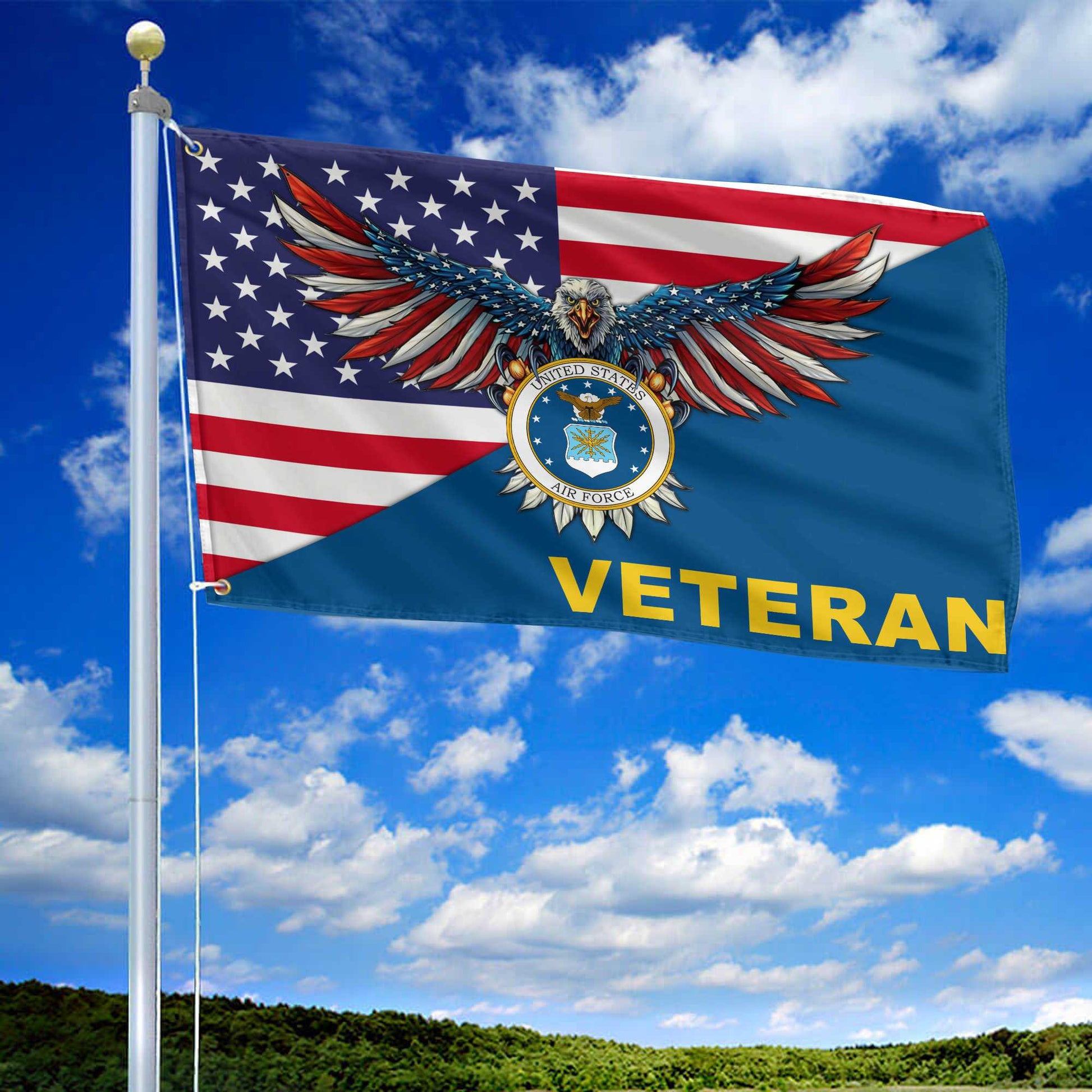 Premium USAF Grommet Flag Gift For Veterans Day, Father's Day, Memorial Day VPVC100404