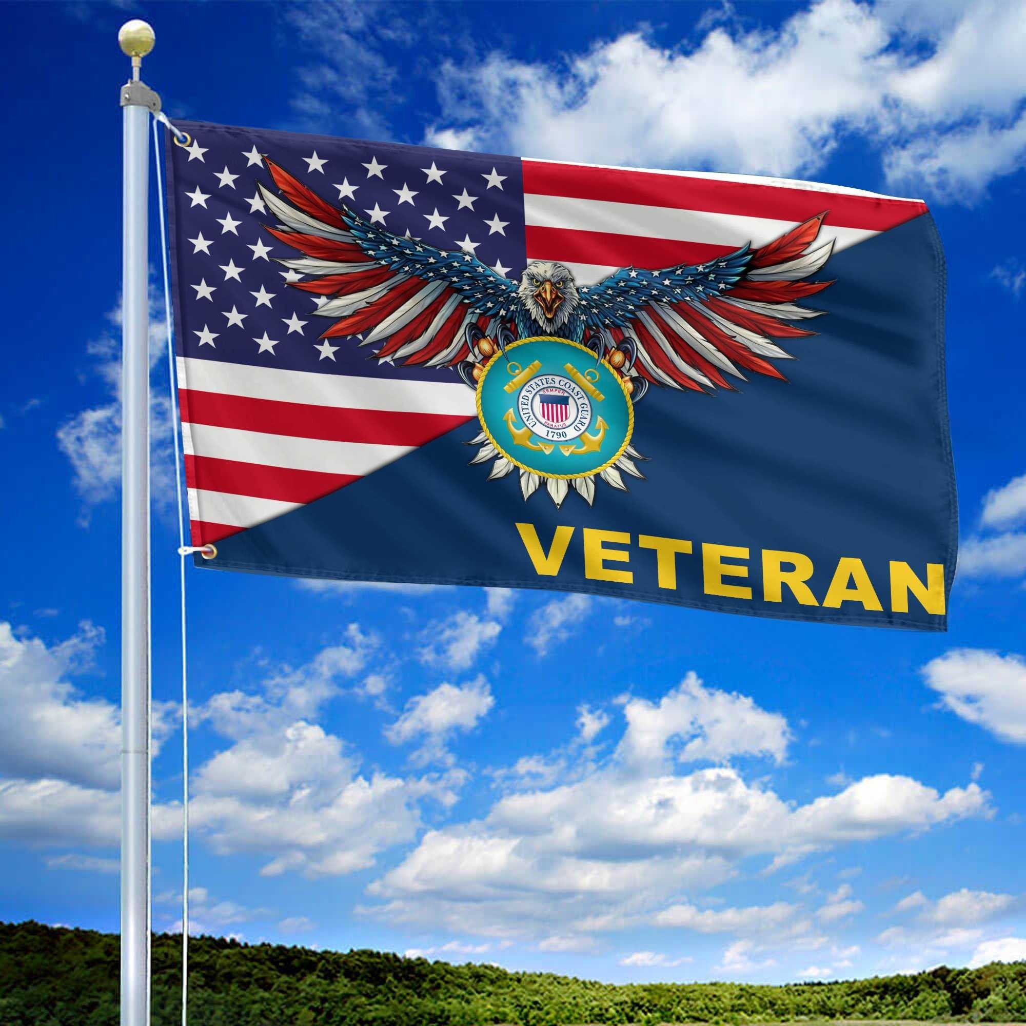 Premium USCG Grommet Flag Gift For Veterans Day, Father's Day, Memorial Day VPVC100405