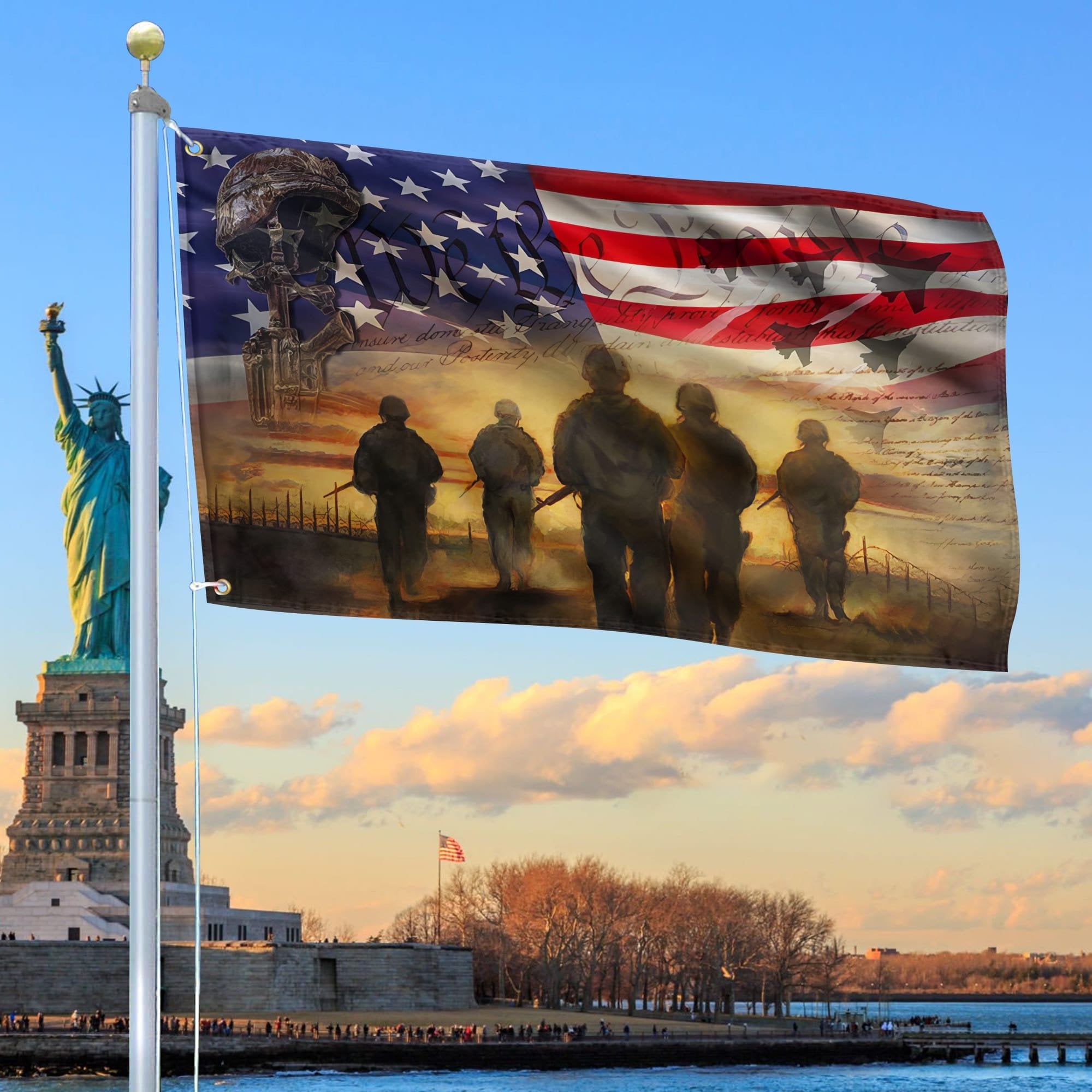 Premium US Veteran Grommet Flag Gift For Veterans Day, Father's Day, Memorial Day VPVC100801
