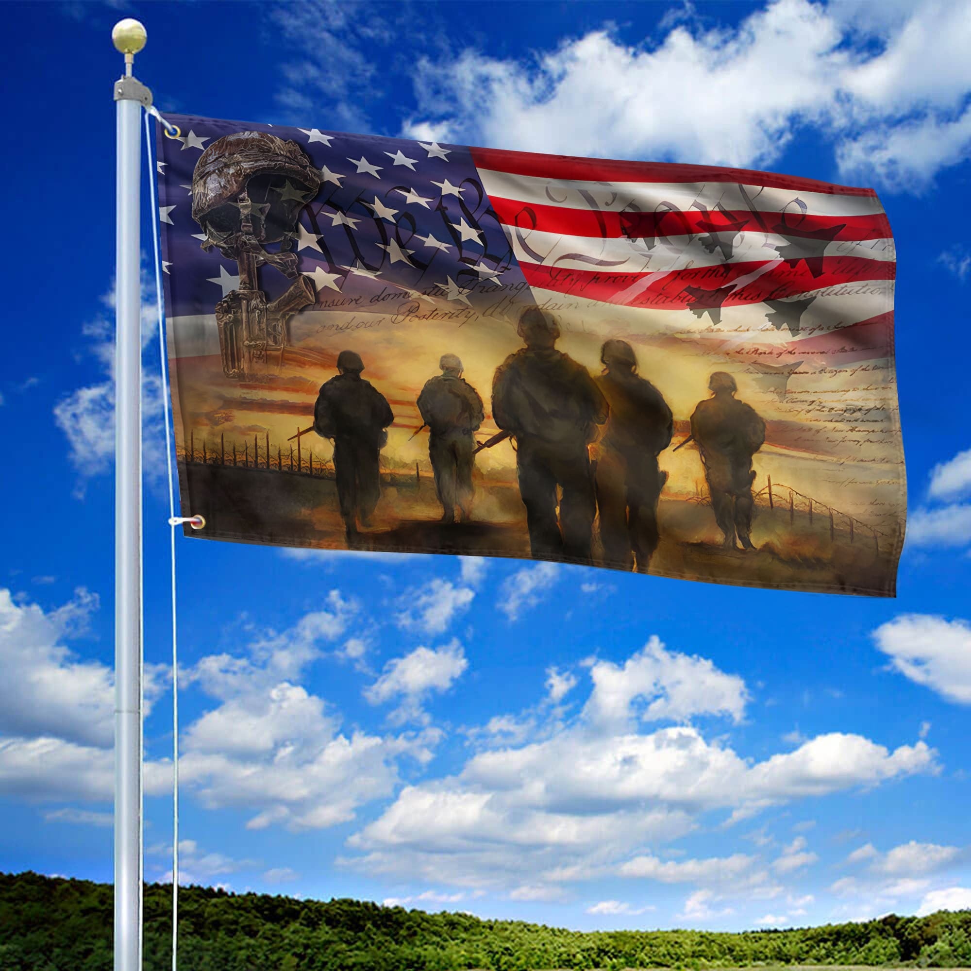 Premium US Veteran Grommet Flag Gift For Veterans Day, Father's Day, Memorial Day VPVC100801