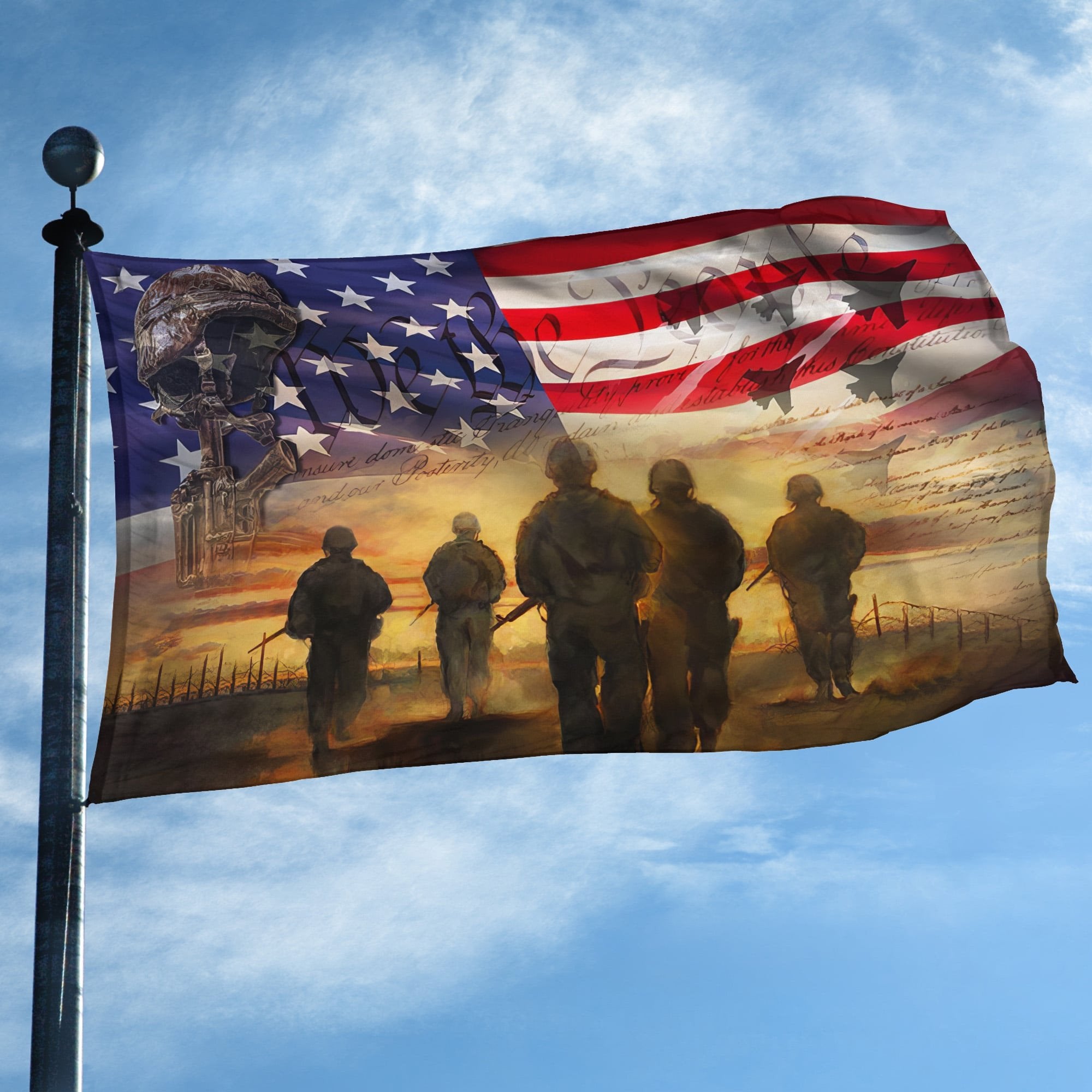 Premium US Veteran Grommet Flag Gift For Veterans Day, Father's Day, Memorial Day VPVC100801