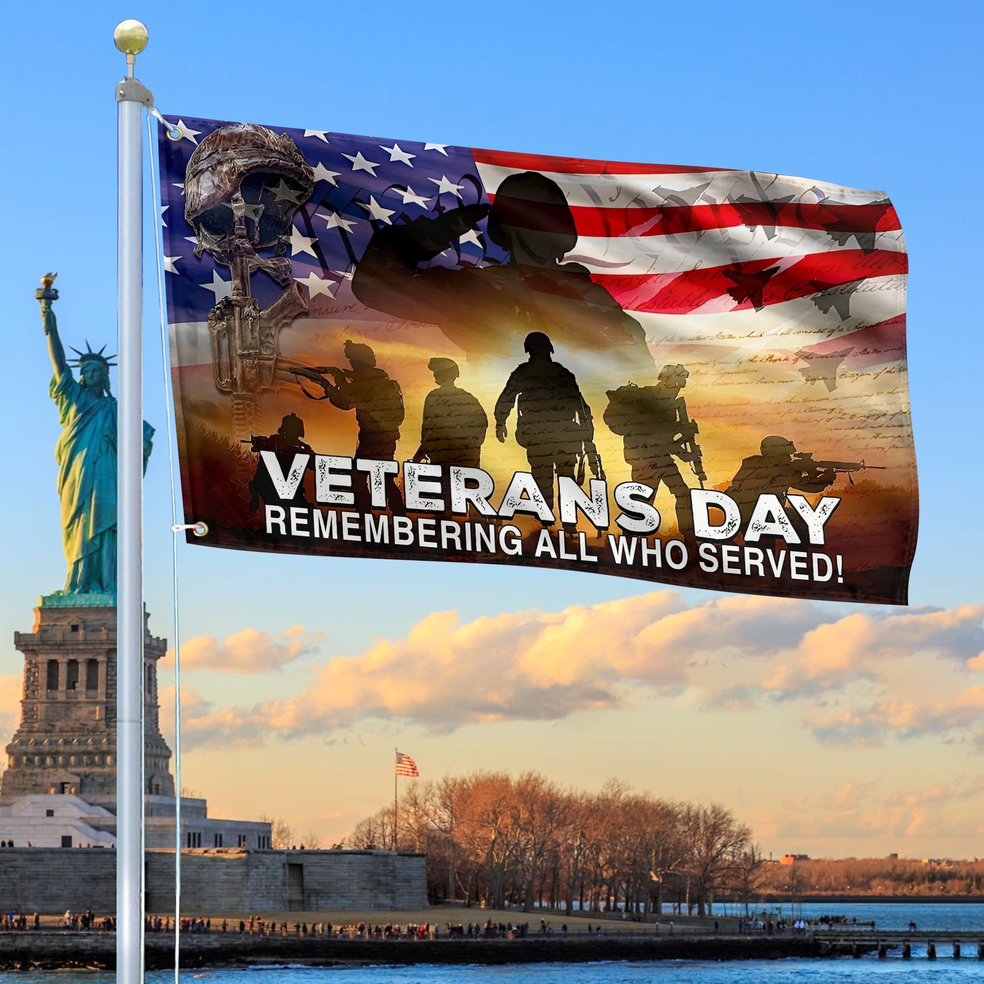 Premium US Veteran Grommet Flag Veterans Day Remembering All Who Served, Gift For Veterans Day, Father's Day, Memorial Day VPVC101301