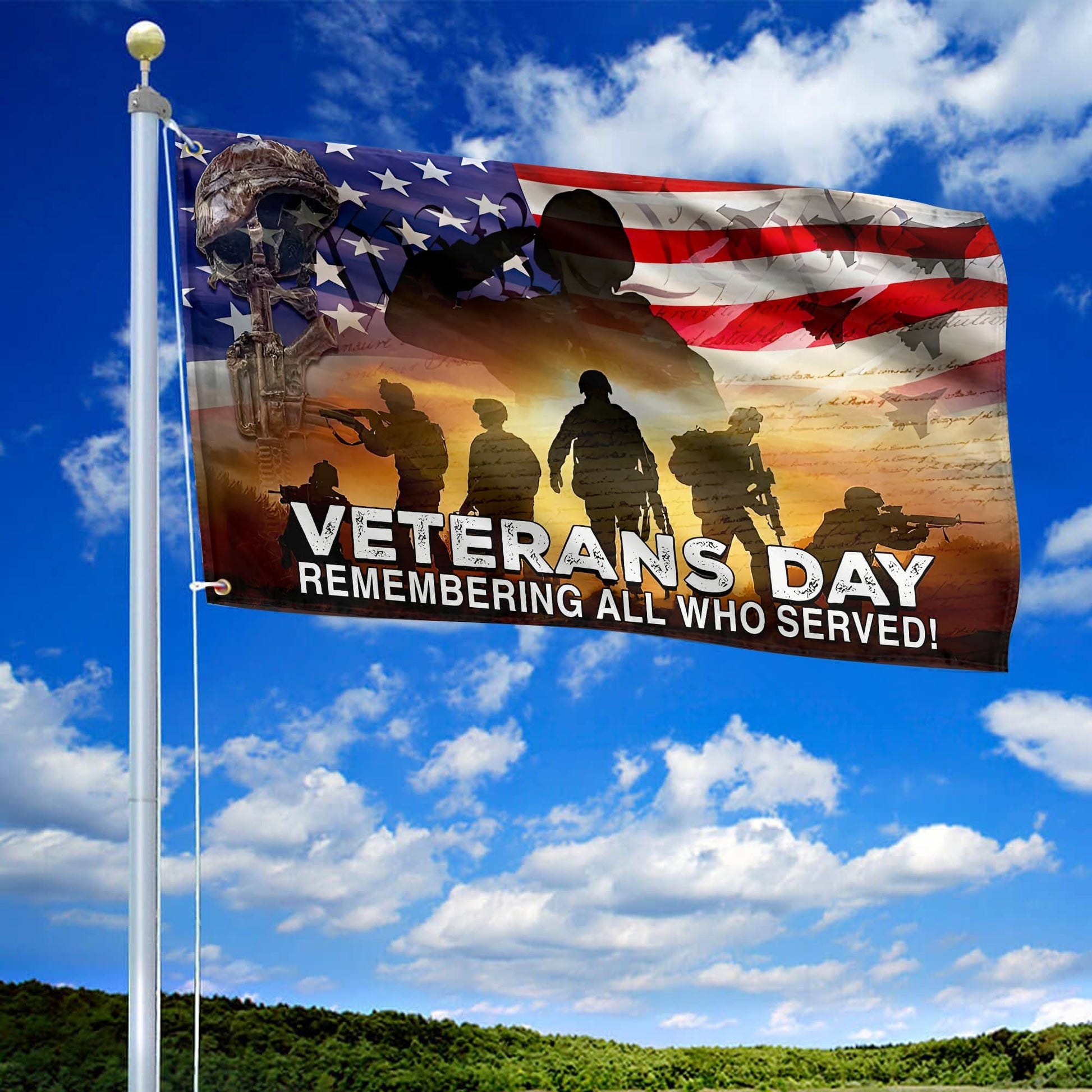 Premium US Veteran Grommet Flag Veterans Day Remembering All Who Served, Gift For Veterans Day, Father's Day, Memorial Day VPVC101301