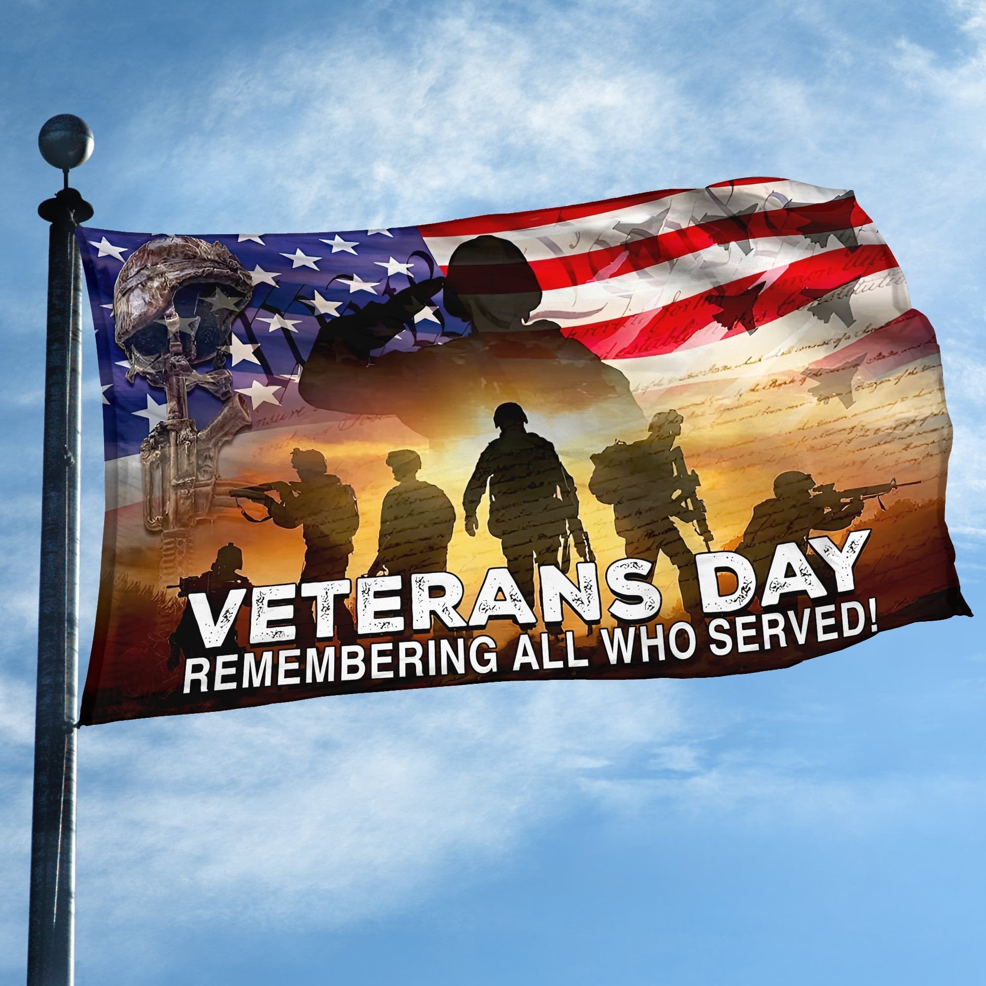 Premium US Veteran Grommet Flag Veterans Day Remembering All Who Served, Gift For Veterans Day, Father's Day, Memorial Day VPVC101301