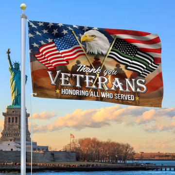 Premium US Veteran Grommet Flag Thank You Veterans Honoring All Who Served, Gift For Veterans Day, Father's Day, Memorial Day VPVC101501