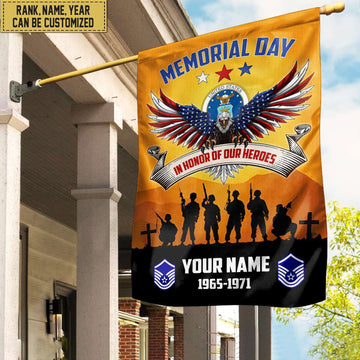 USAF Custom Name, Rank, Year American Flag, Veterans Day Gift, American Flag Gift For Him Military Gift For Air Force Veteran, Garden Flag - House Flag VPVC101904