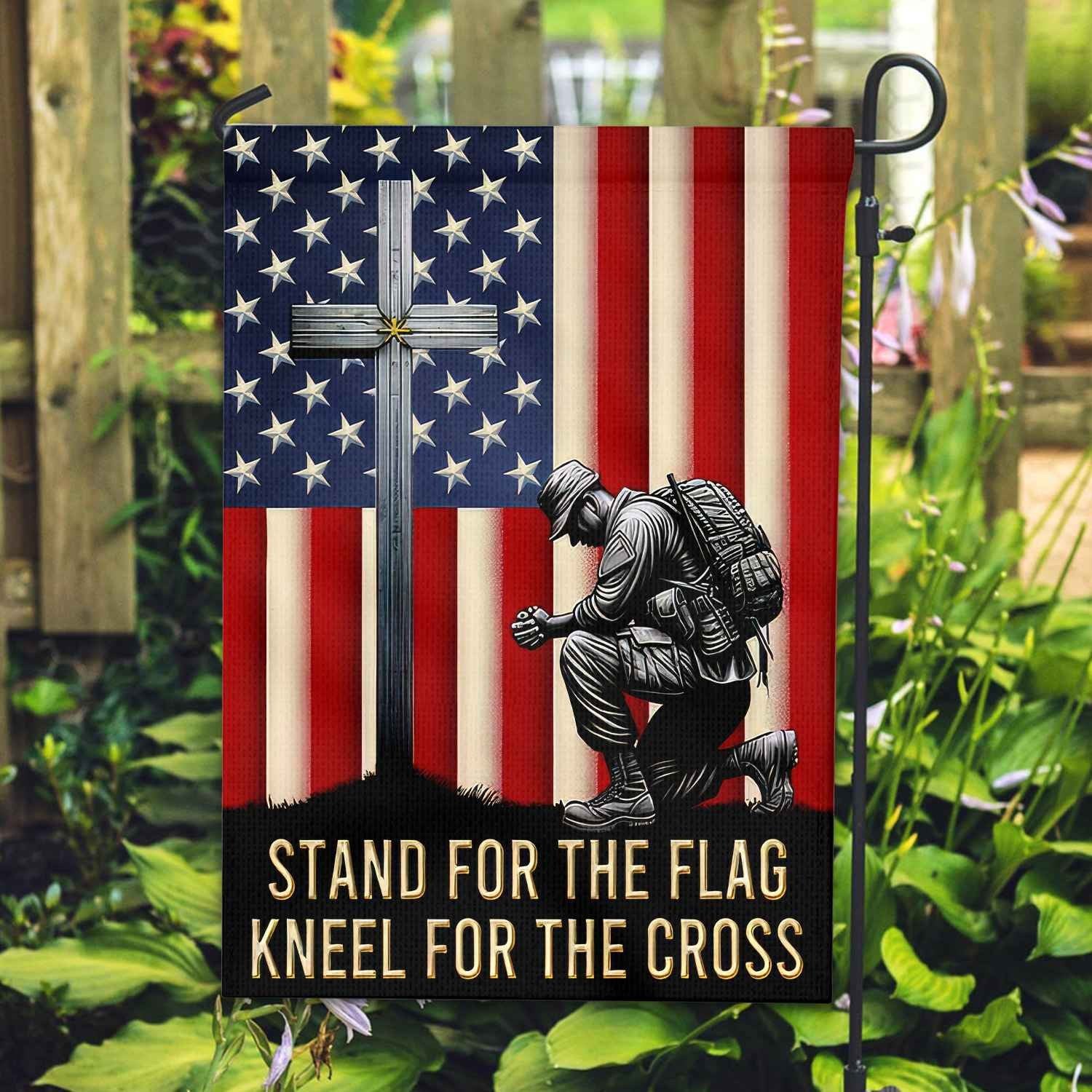 Stand For The Flag, Kneel For The Cross US Veteran Flag, Patriotic Flag, Gift For US Veteran, Garden Flag - House Flag VPVC102301