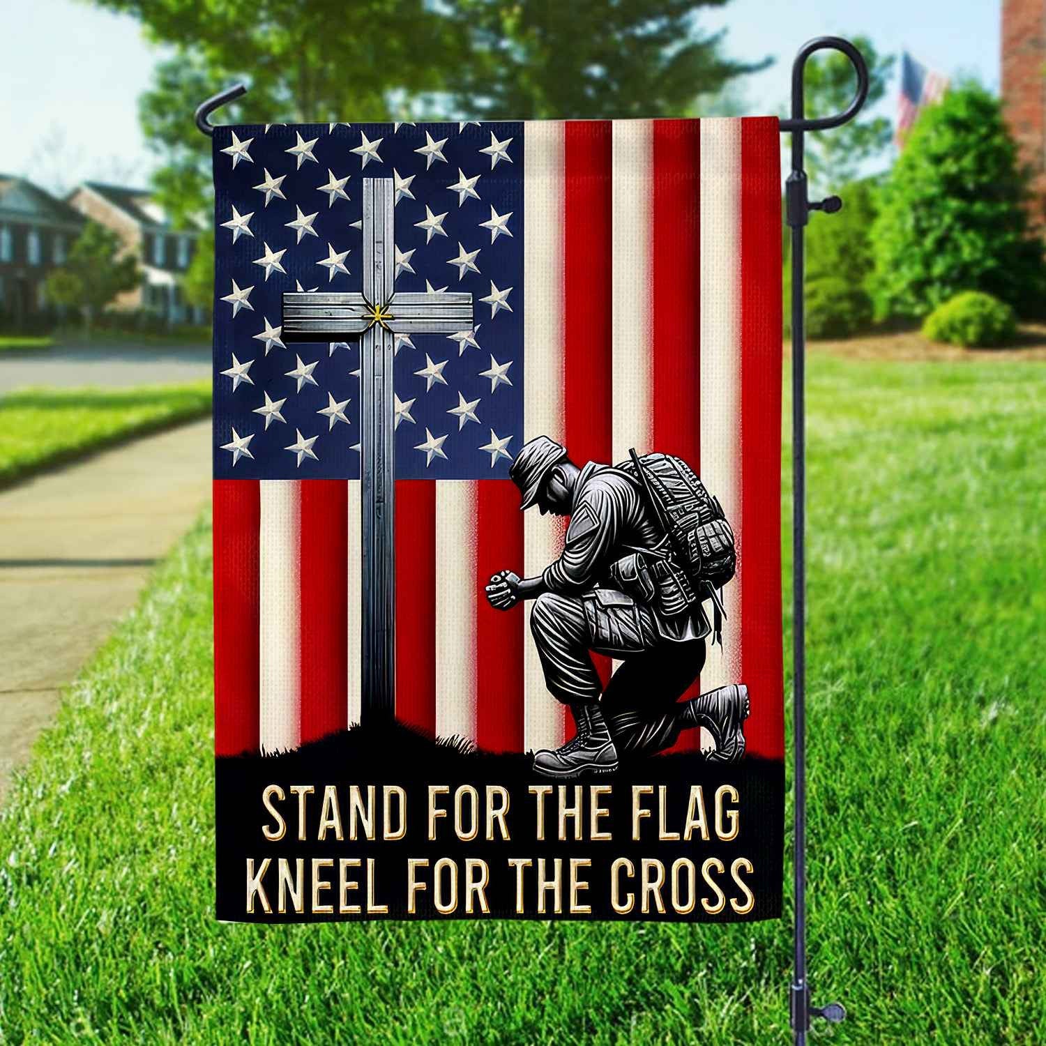 Stand For The Flag, Kneel For The Cross US Veteran Flag, Patriotic Flag, Gift For US Veteran, Garden Flag - House Flag VPVC102301