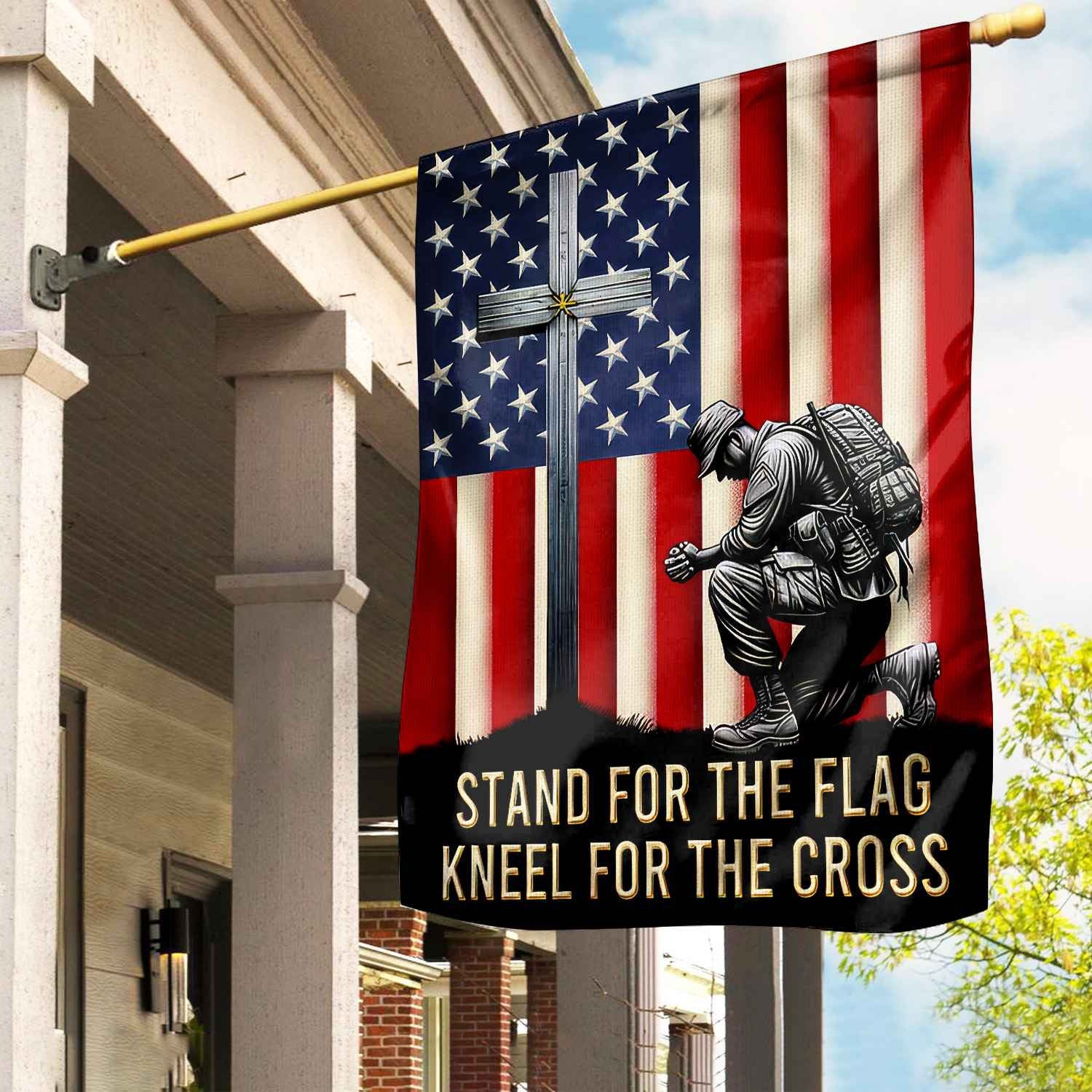 Stand For The Flag, Kneel For The Cross US Veteran Flag, Patriotic Flag, Gift For US Veteran, Garden Flag - House Flag VPVC102301