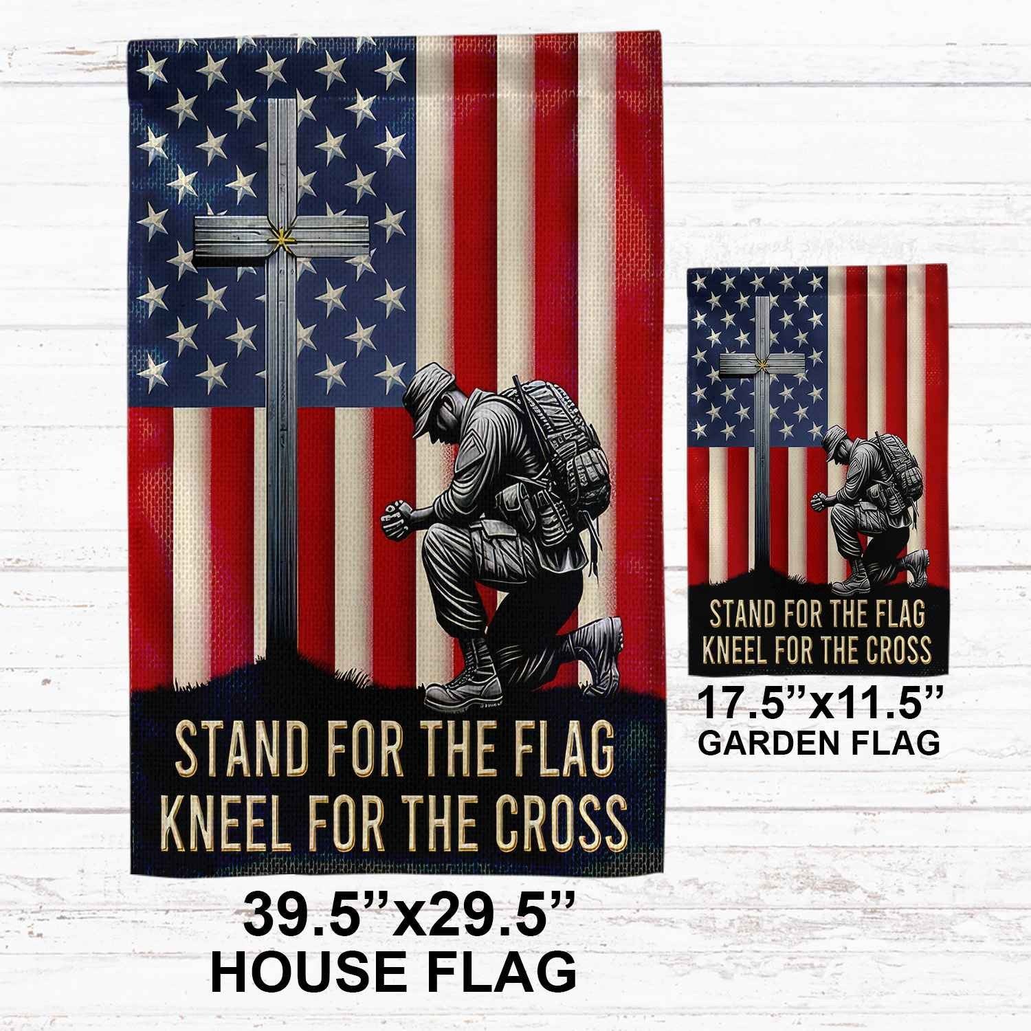 Stand For The Flag, Kneel For The Cross US Veteran Flag, Patriotic Flag, Gift For US Veteran, Garden Flag - House Flag VPVC102301