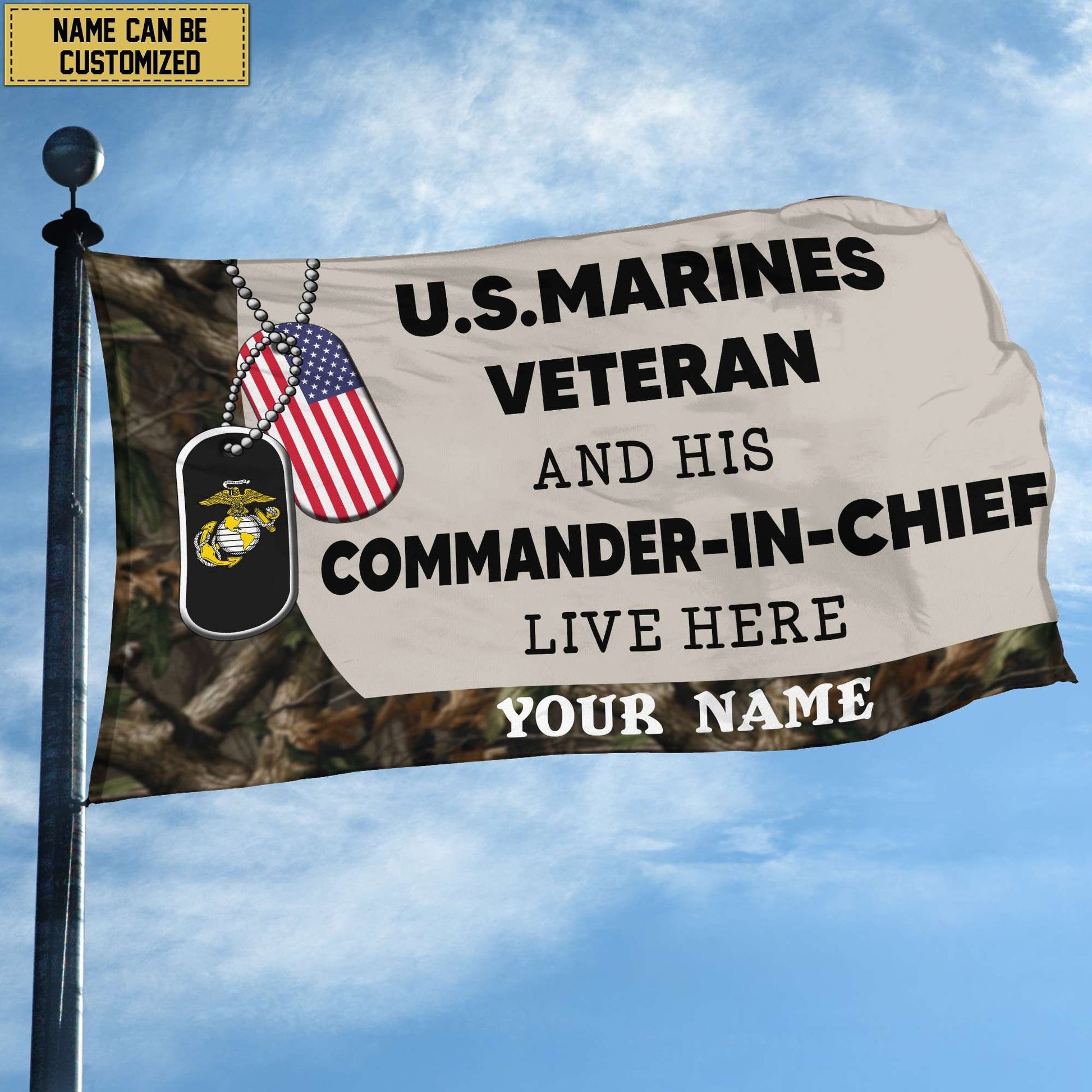 USMC Personalized American Flag, Gift For Marine Veteran , US Veteran Grommet Flag, Garden Flag, House Flag VPVC103003
