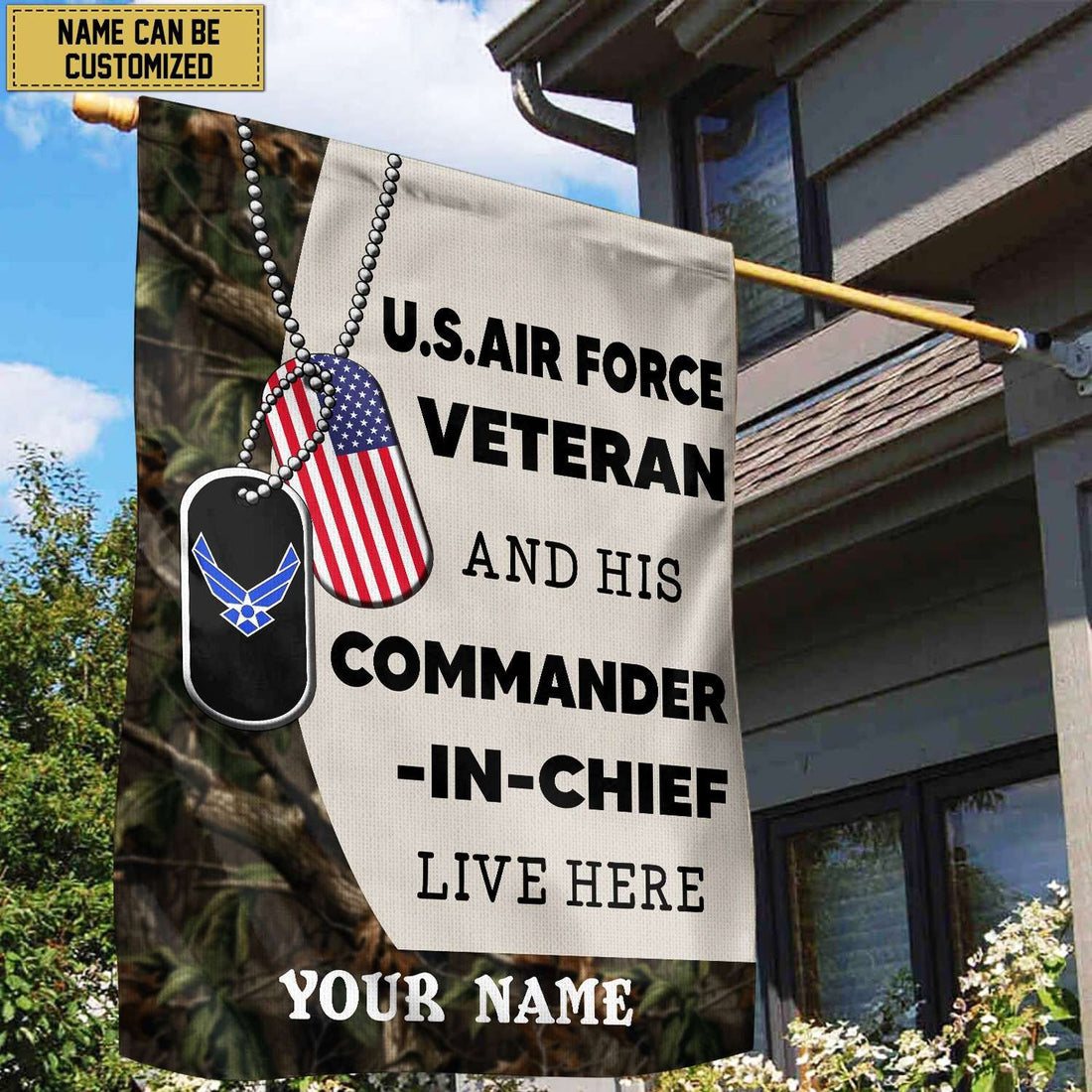 USAF Personalized American Flag, Gift For Air Force Veteran , US Veteran Grommet Flag, Garden Flag, House Flag VPVC103004