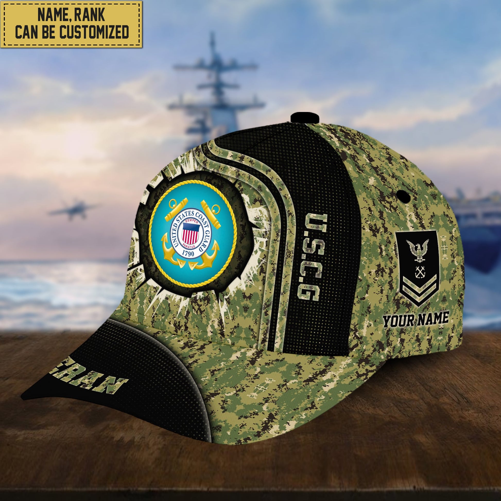 Personalized USCG Hat - Custom Name, Rank, Gift For Coast Guard Veteran, Cap VPVC002005
