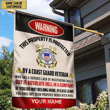 USCG Veteran Custom Name American Flag, Gift For Coast Guard Veteran Garden Flag - House Flag VPVC103105