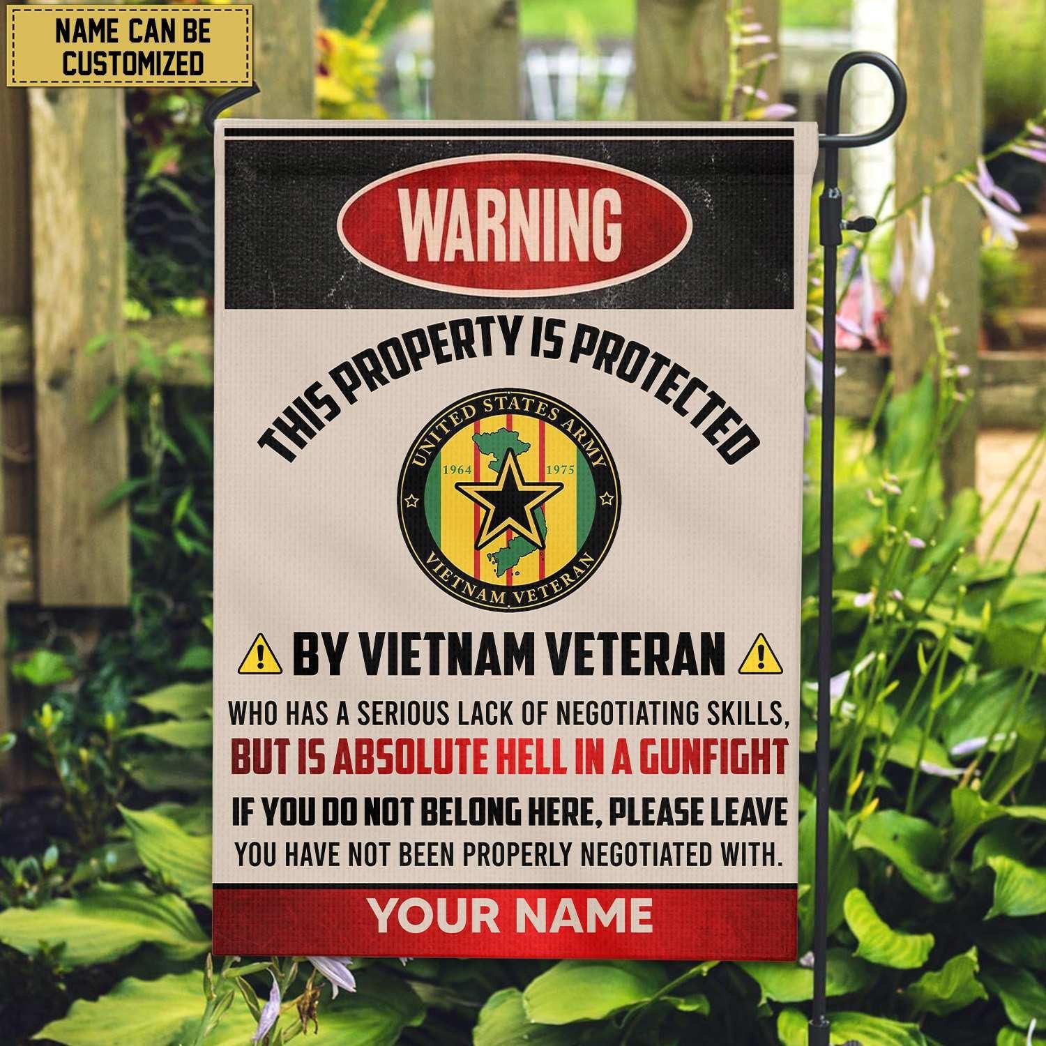 Vietnam Veteran Custom Name American Flag, Gift For Vietnam Veteran Garden Flag - House Flag VPVC103106