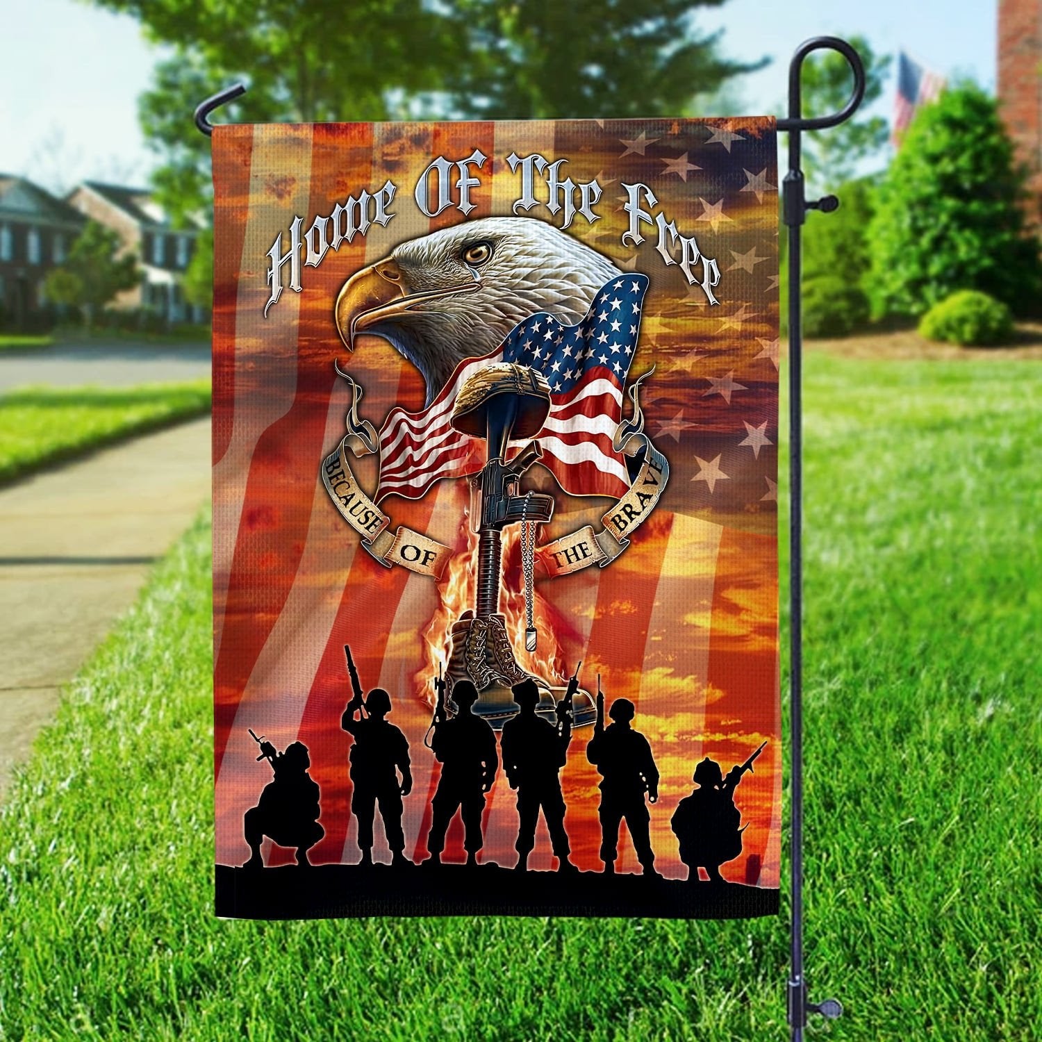 Premium Home Of The Free US Veteran American Flag, Gift For US Veteran Garden Flag - House Flag VPVC102701