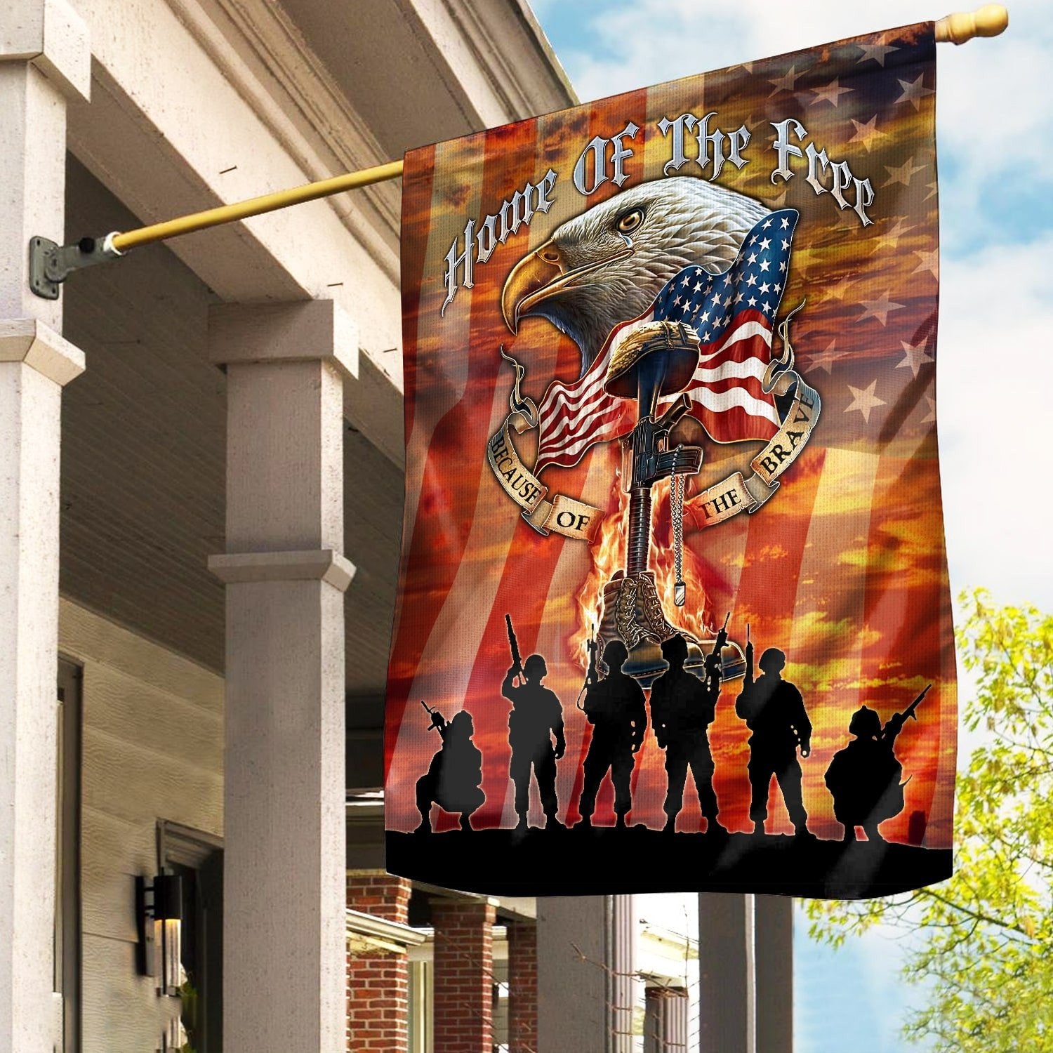 Premium Home Of The Free US Veteran American Flag, Gift For US Veteran Garden Flag - House Flag VPVC102701