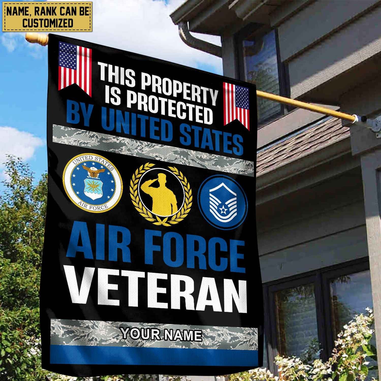 USAF Veteran Personalized American Flag, Gift For Air Force Veteran, US Veteran Grommet Flag, Garden Flag, House Flag VPVC103604