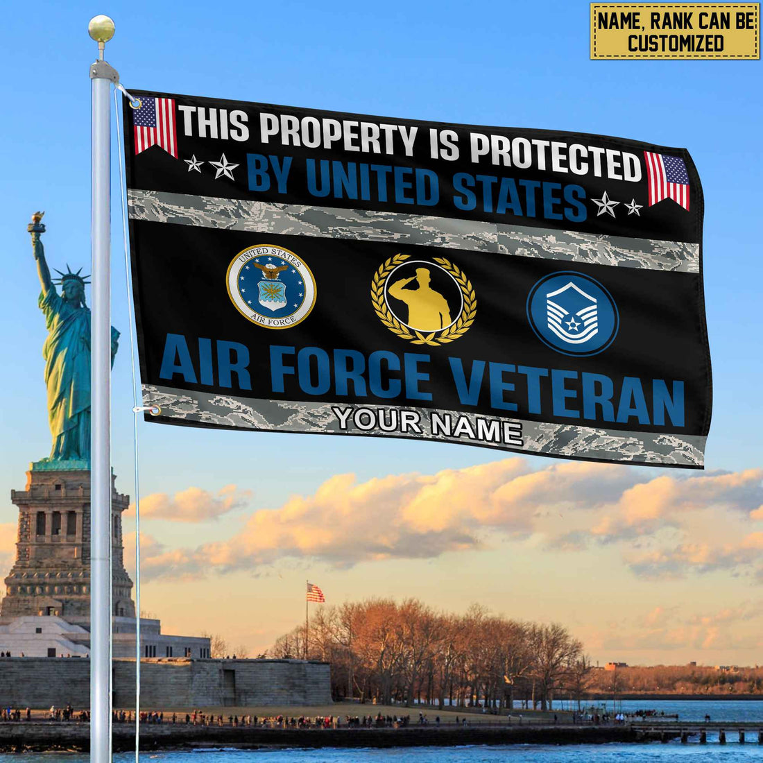 USAF Veteran Personalized American Flag, Gift For Air Force Veteran, US Veteran Grommet Flag, Garden Flag, House Flag VPVC103604