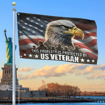 Premium This Property Is Protected By US Veterans Flag, Gift For US Veteran Grommet Flag VPVC103701