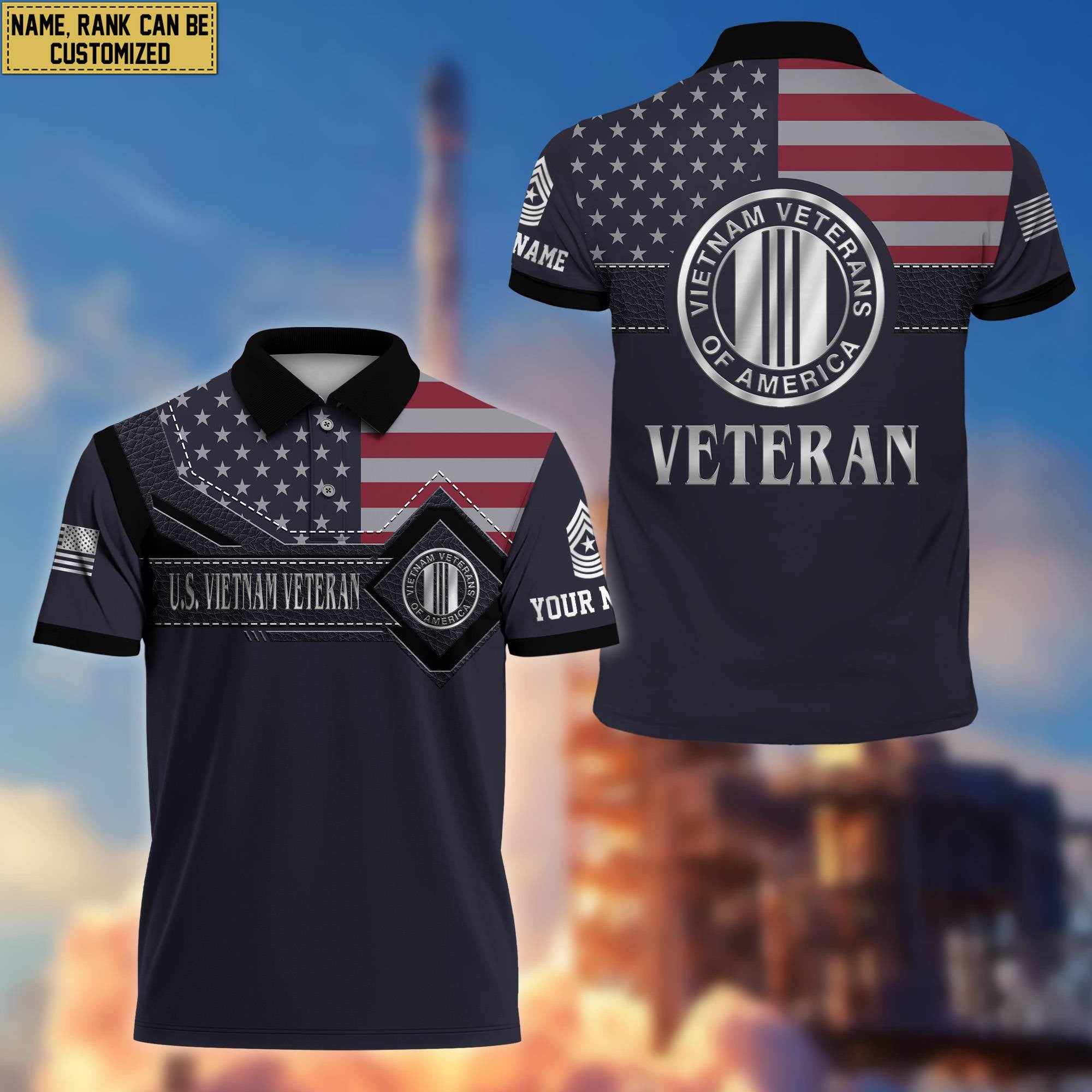 Vietnam Veteran Polo Shirt, Custom Name, Rank, Gift For Vietnam Veteran VPVC200006