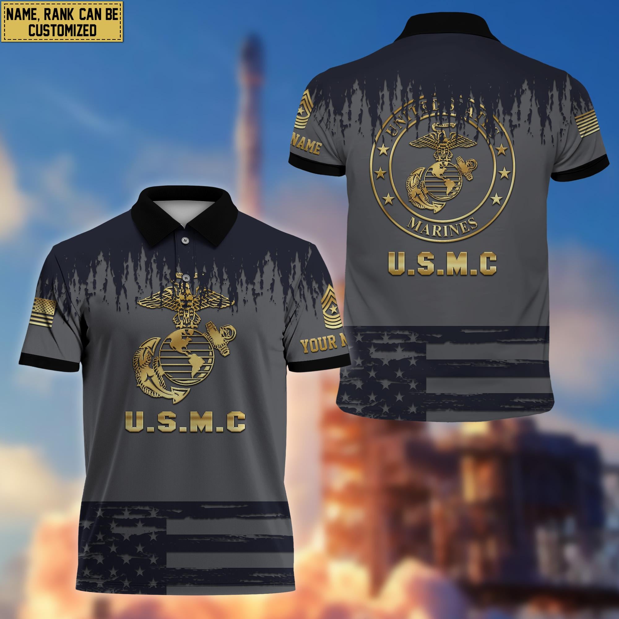 USMC Short Sleeve Polo Shirt For Men, Veteran's Day Gift For Marine Veteran VPVC200103