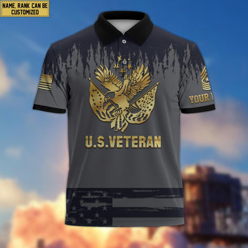 US Veteran Personalized Short Sleeve Polo Shirt For Men, Veteran's Day Gift VPVC200107