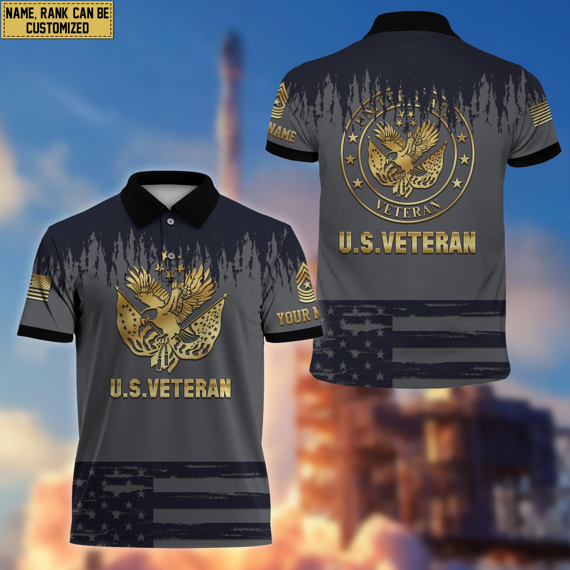 US Veteran Personalized Short Sleeve Polo Shirt For Men, Veteran's Day Gift VPVC200107
