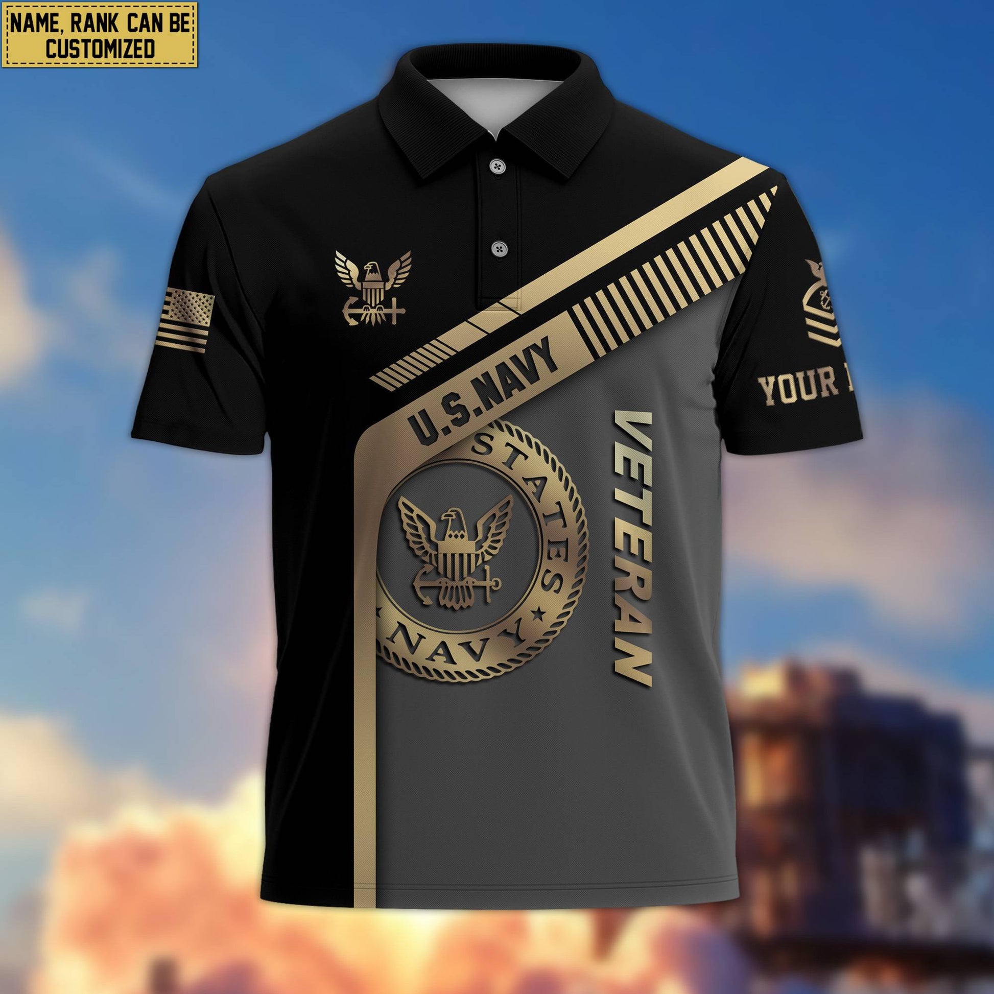 US Navy Veteran Personalized Short Sleeve Polo Shirt, Veteran's Day Gift VPVC200202
