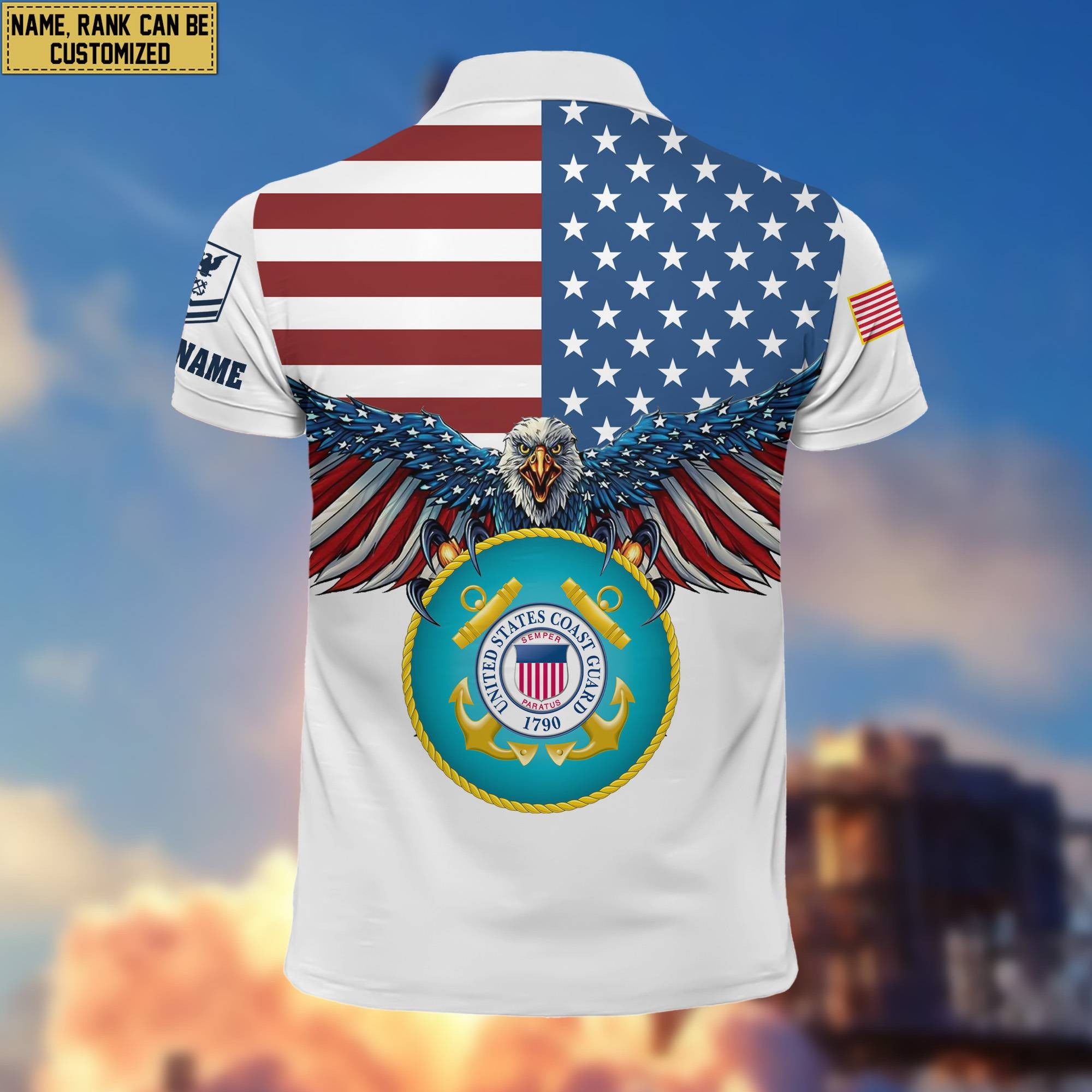 Premium USCG Veteran Polo Shirt, Custom Name, Rank Gift For Coast Guard Veteran VPVC200405