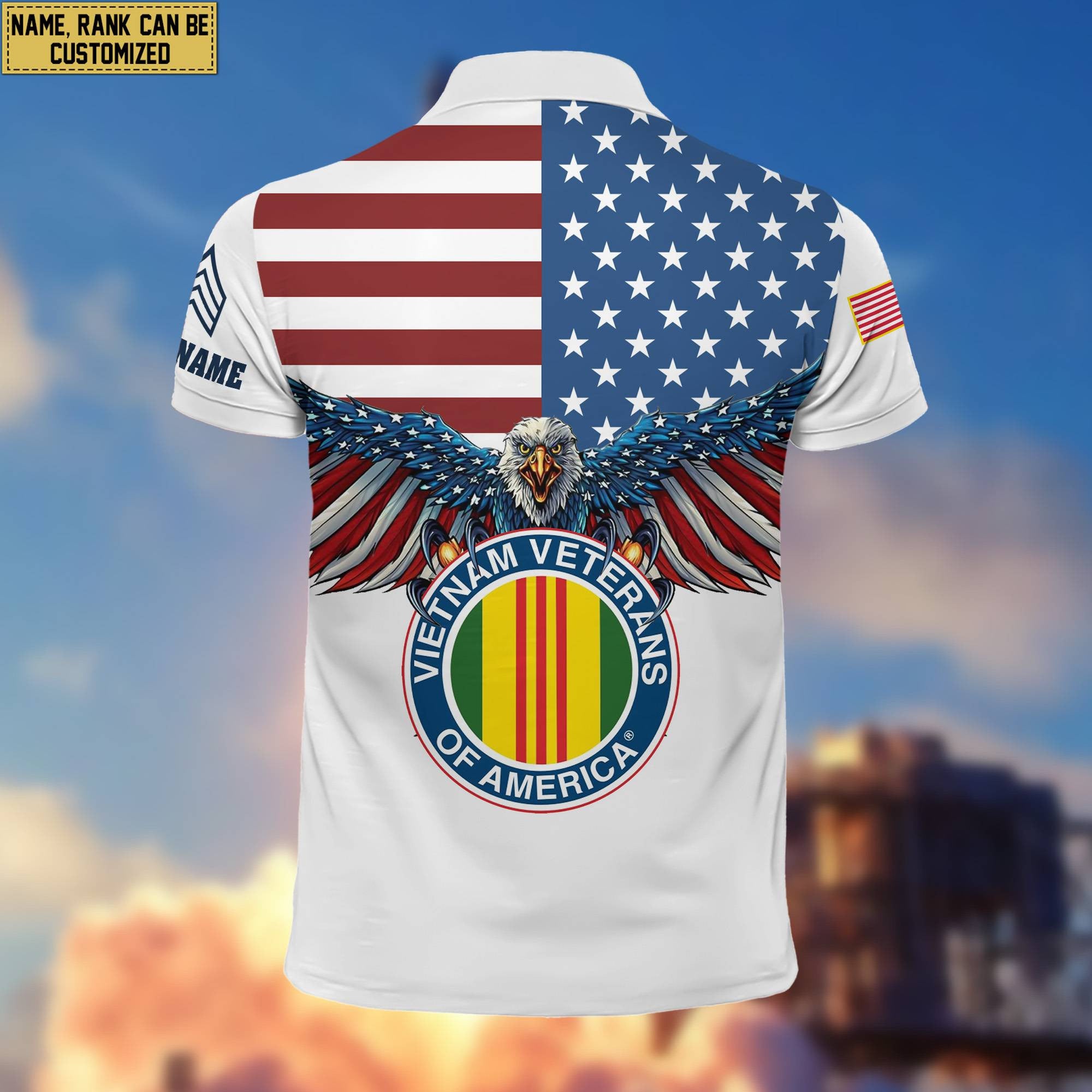 Premium Vietnam Veteran Polo Shirt, Custom Name, Rank Gift For Veteran VPVC200406
