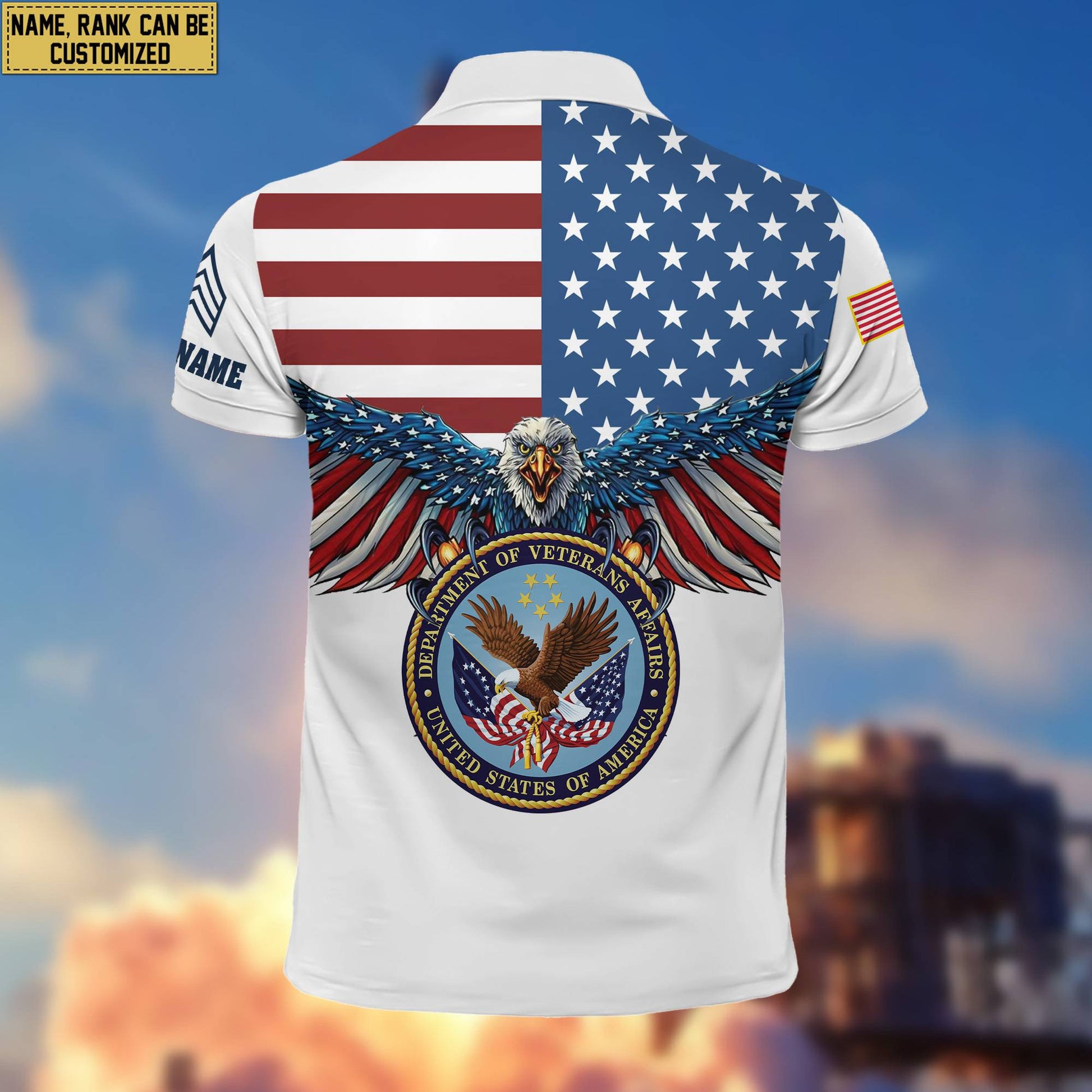 Premium US Veteran Polo Shirt, Custom Name, Rank Gift For Veteran VPVC200407