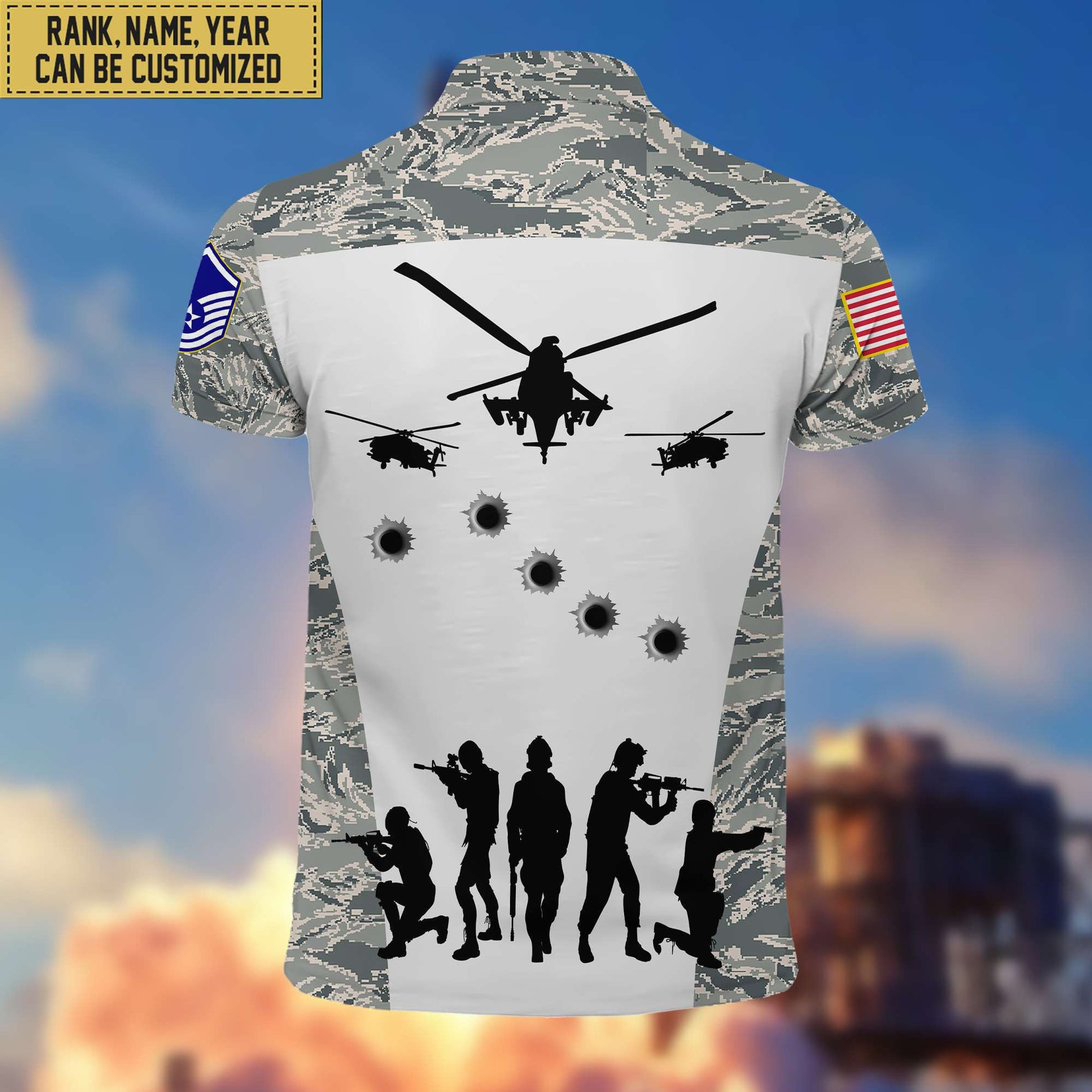 Premium USAF Polo Shirt, Custom Name, Rank Gift For Air Force Veteran VPVC201104