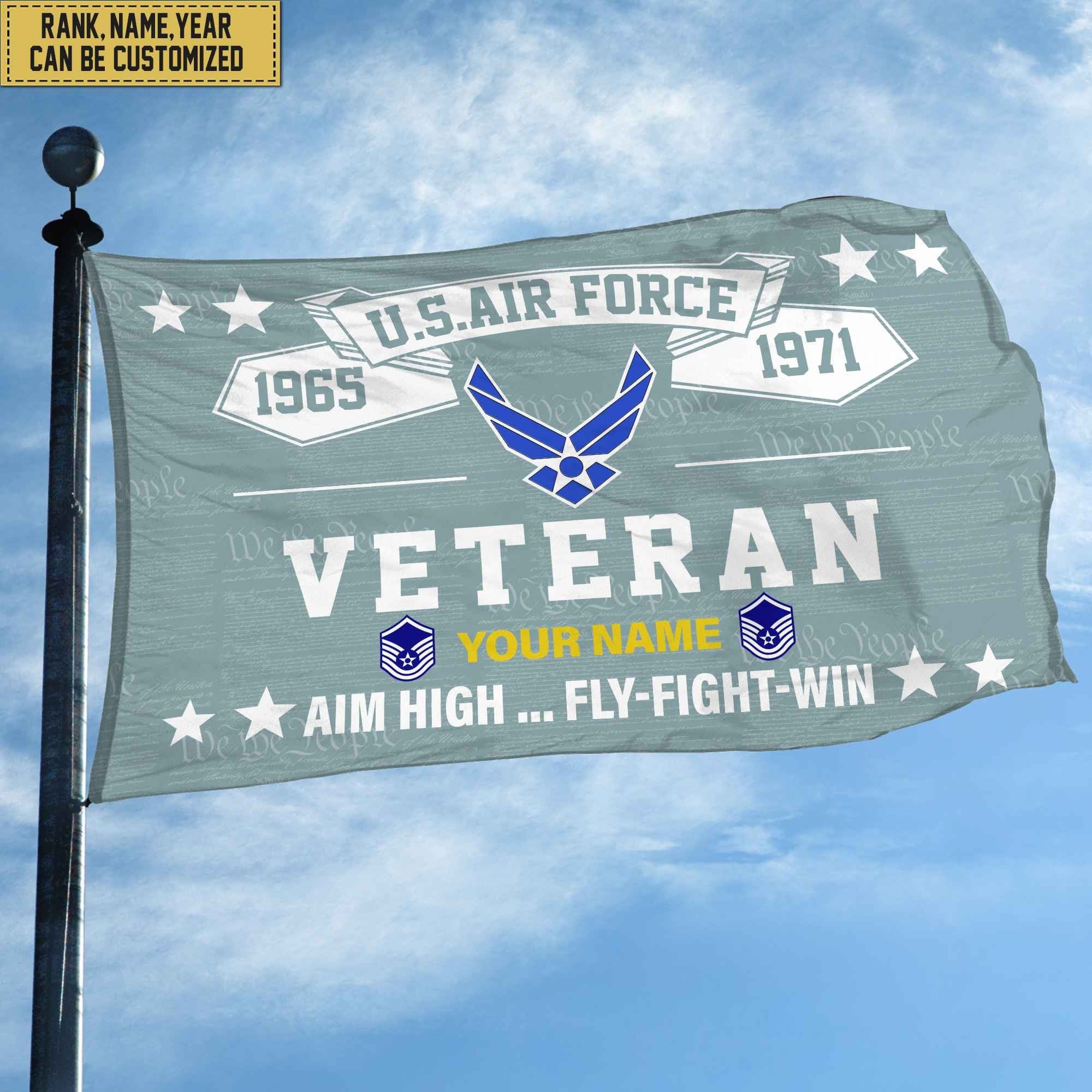 Premium Personalized USAF Veteran Grommet Flag, Gift For Air Force Veteran, Gift For Veterans Day, Memorial Day, Father's Day VPVC104304