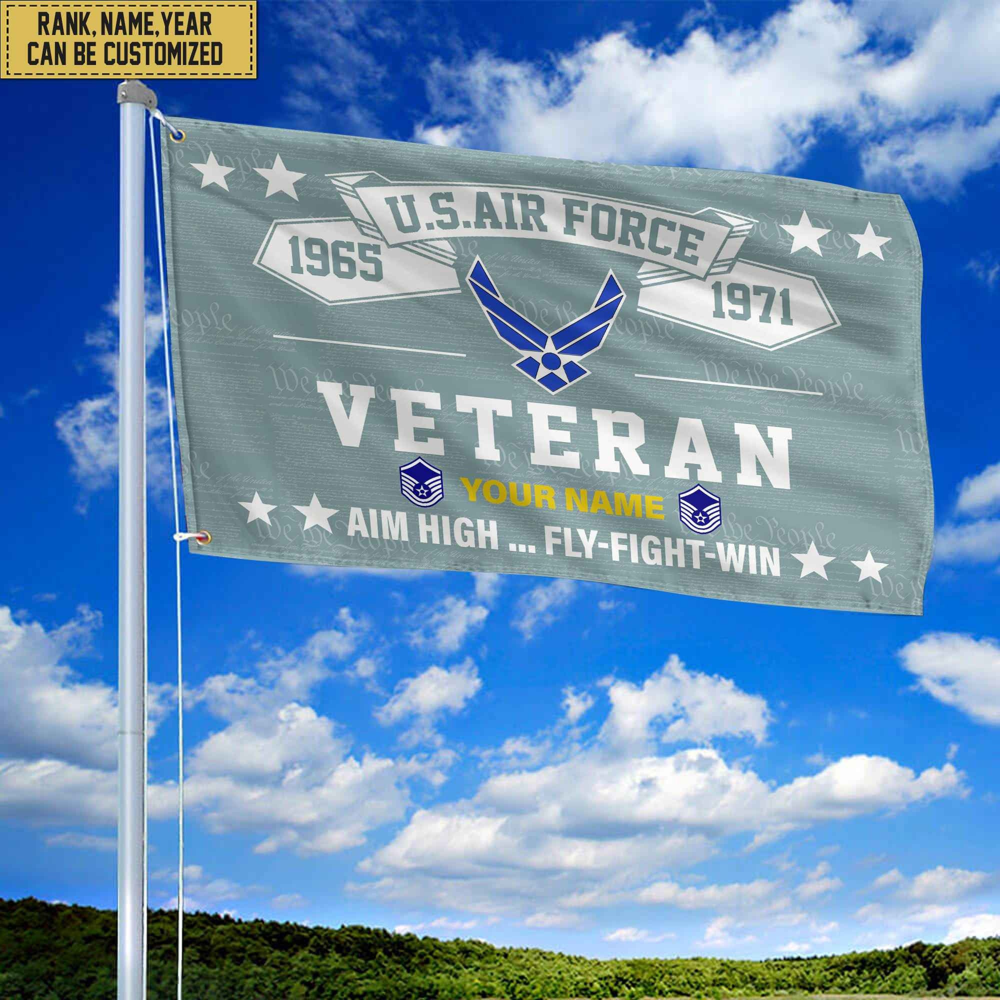 Premium Personalized USAF Veteran Grommet Flag, Gift For Air Force Veteran, Gift For Veterans Day, Memorial Day, Father's Day VPVC104304