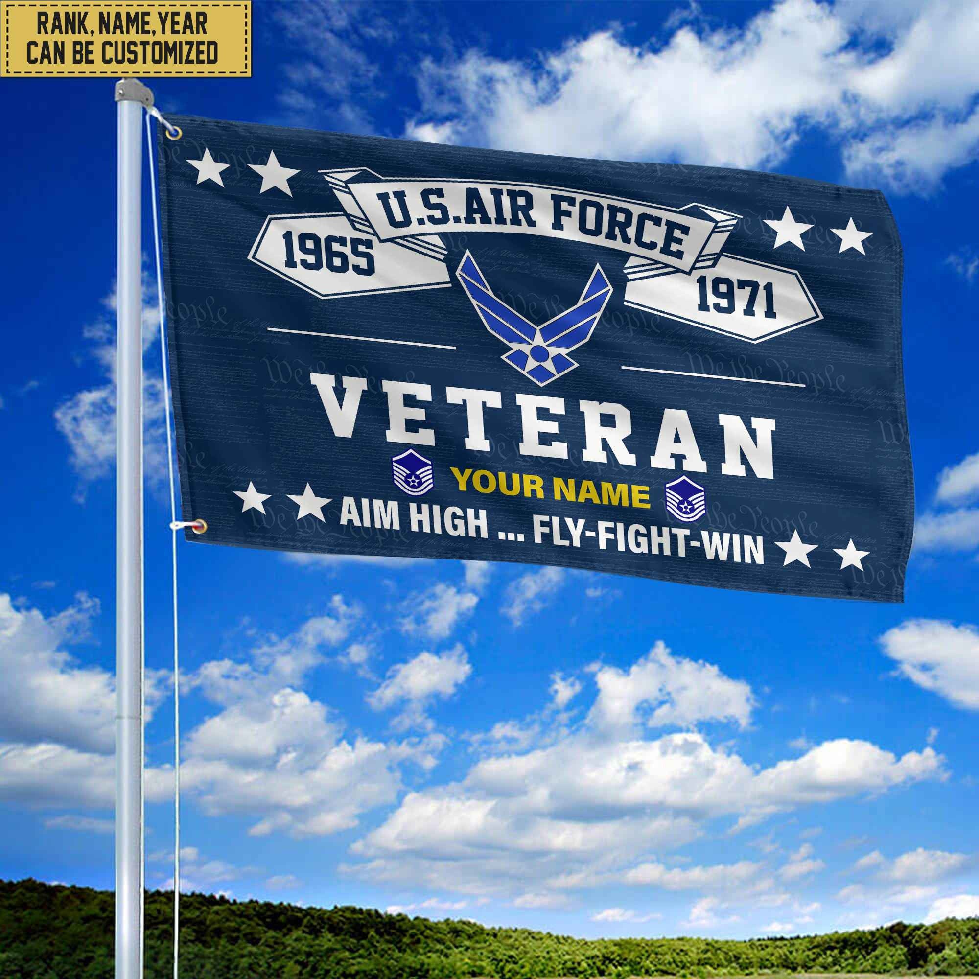 Premium Personalized USAF Veteran Grommet Flag, Gift For Air Force Veteran, Gift For Veterans Day, Memorial Day, Father's Day VPVC104304