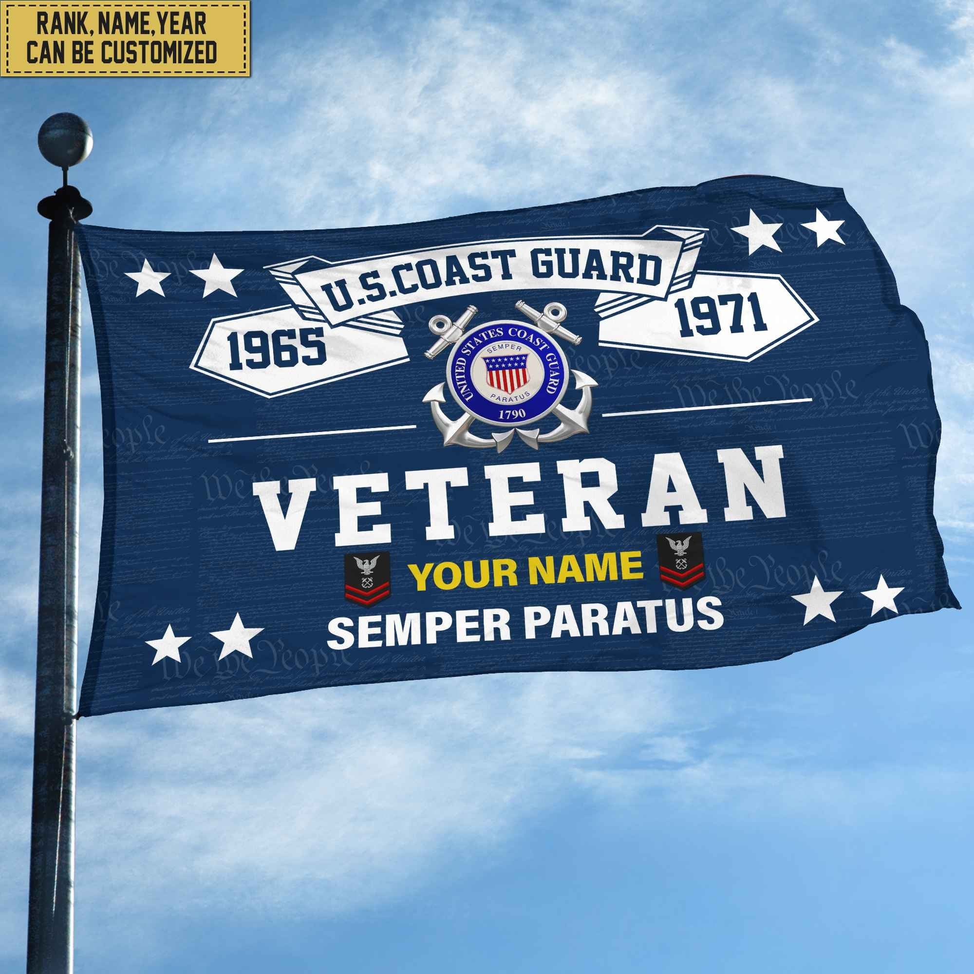 Premium Personalized USCG Veterans Grommet Flag, Gift For Coast Guard Veteran, Gift For Veterans Day, Memorial Day, Father's Day VPVC104305