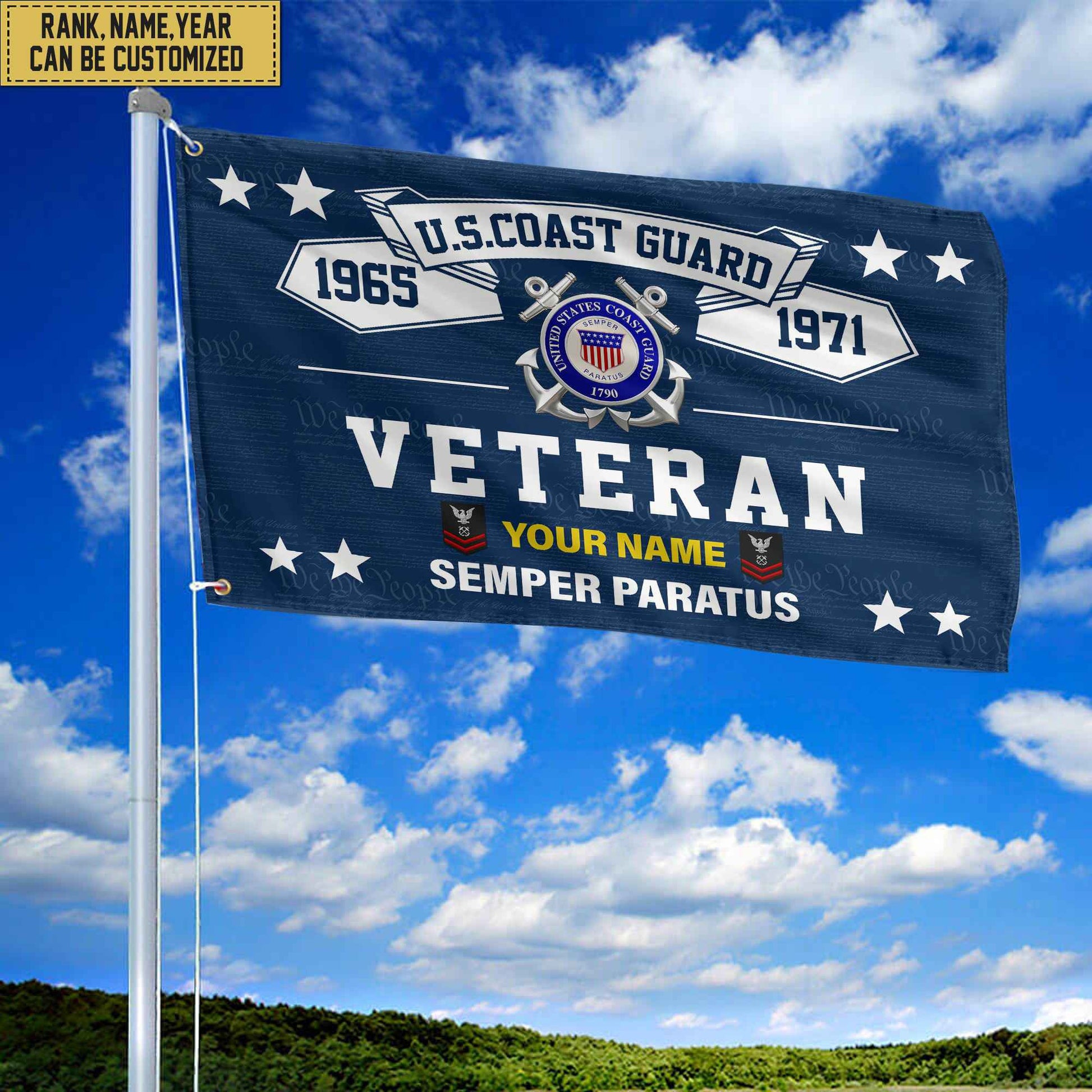 Premium Personalized USCG Veterans Grommet Flag, Gift For Coast Guard Veteran, Gift For Veterans Day, Memorial Day, Father's Day VPVC104305