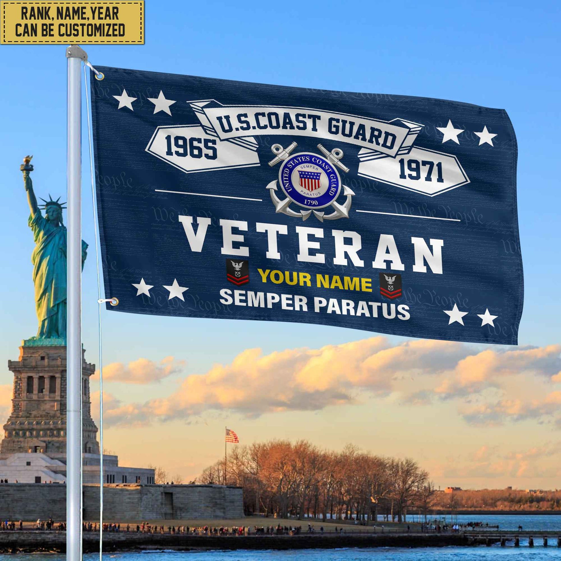 Premium Personalized USCG Veterans Grommet Flag, Gift For Coast Guard Veteran, Gift For Veterans Day, Memorial Day, Father's Day VPVC104305