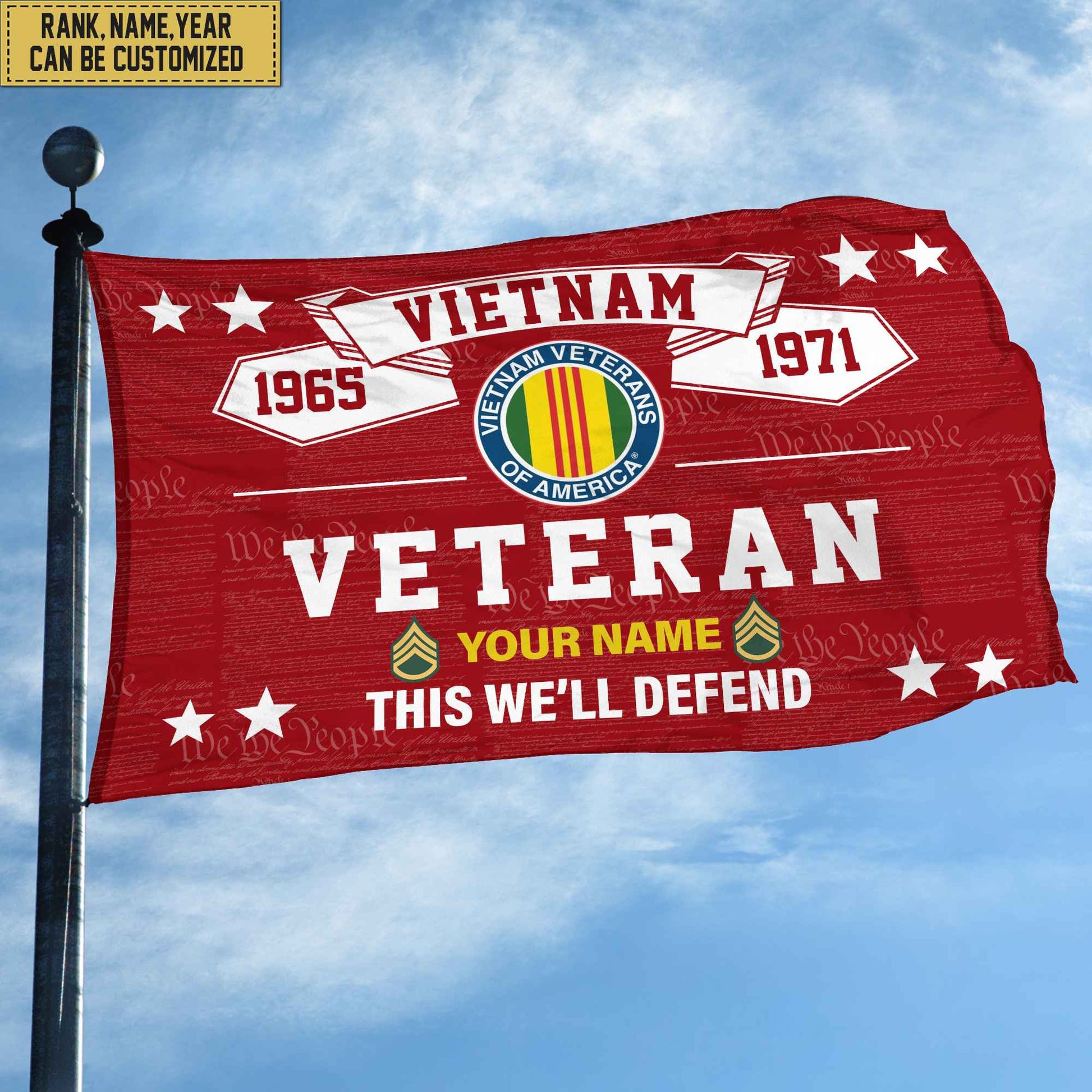 Premium Personalized Vietnam Veteran Grommet Flag, Gift For Vietnam Veteran, Gift For Veterans Day, Memorial Day, Father's Day VPVC104306