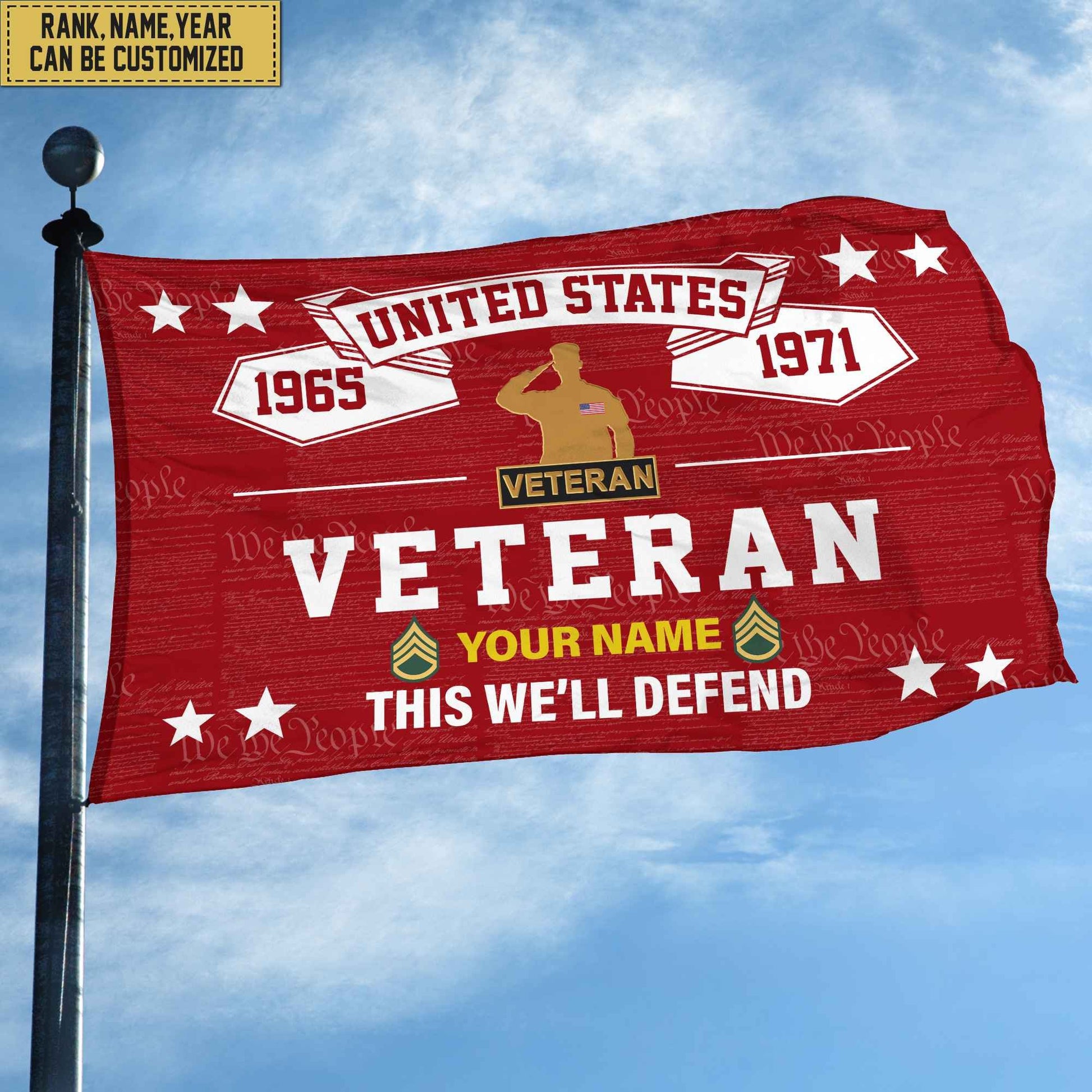 Premium Personalized US Veteran Grommet Flag, Gift For US Veteran, Gift For Veterans Day, Memorial Day, Father's Day VPVC104307