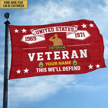 Premium Personalized US Veteran Grommet Flag, Gift For US Veteran, Gift For Veterans Day, Memorial Day, Father's Day VPVC104307