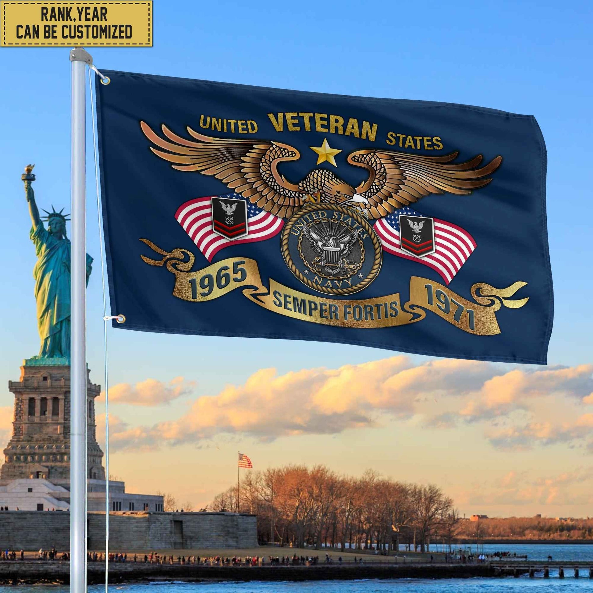 Premium Personalized US Navy Veterans Grommet Flag, Gift For Navy Veteran, Gift For Veterans Day, Memorial Day, Father's Day VPVC104502