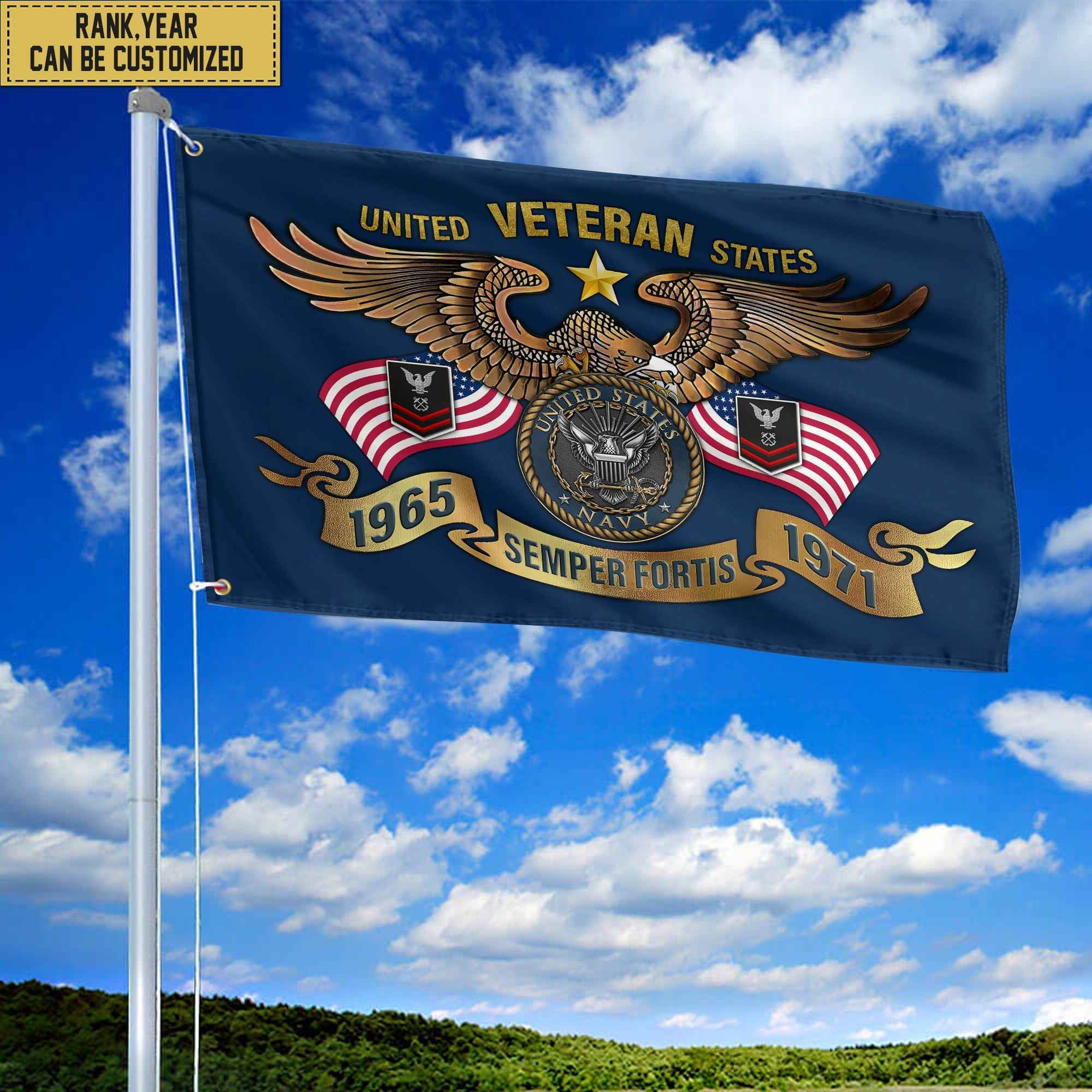 Premium Personalized US Navy Veterans Grommet Flag, Gift For Navy Veteran, Gift For Veterans Day, Memorial Day, Father's Day VPVC104502