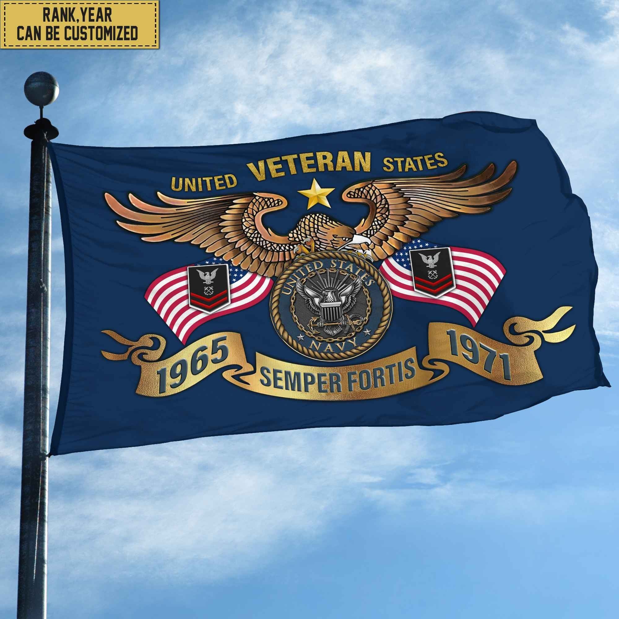 Premium Personalized US Navy Veterans Grommet Flag, Gift For Navy Veteran, Gift For Veterans Day, Memorial Day, Father's Day VPVC104502