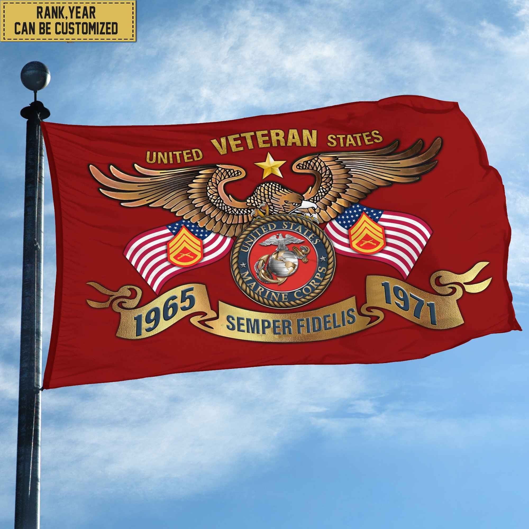 Premium Personalized USMC Veteran Grommet Flag, Gift For Marine Veteran, Gift For Veterans Day, Memorial Day, Father's Day VPVC104503