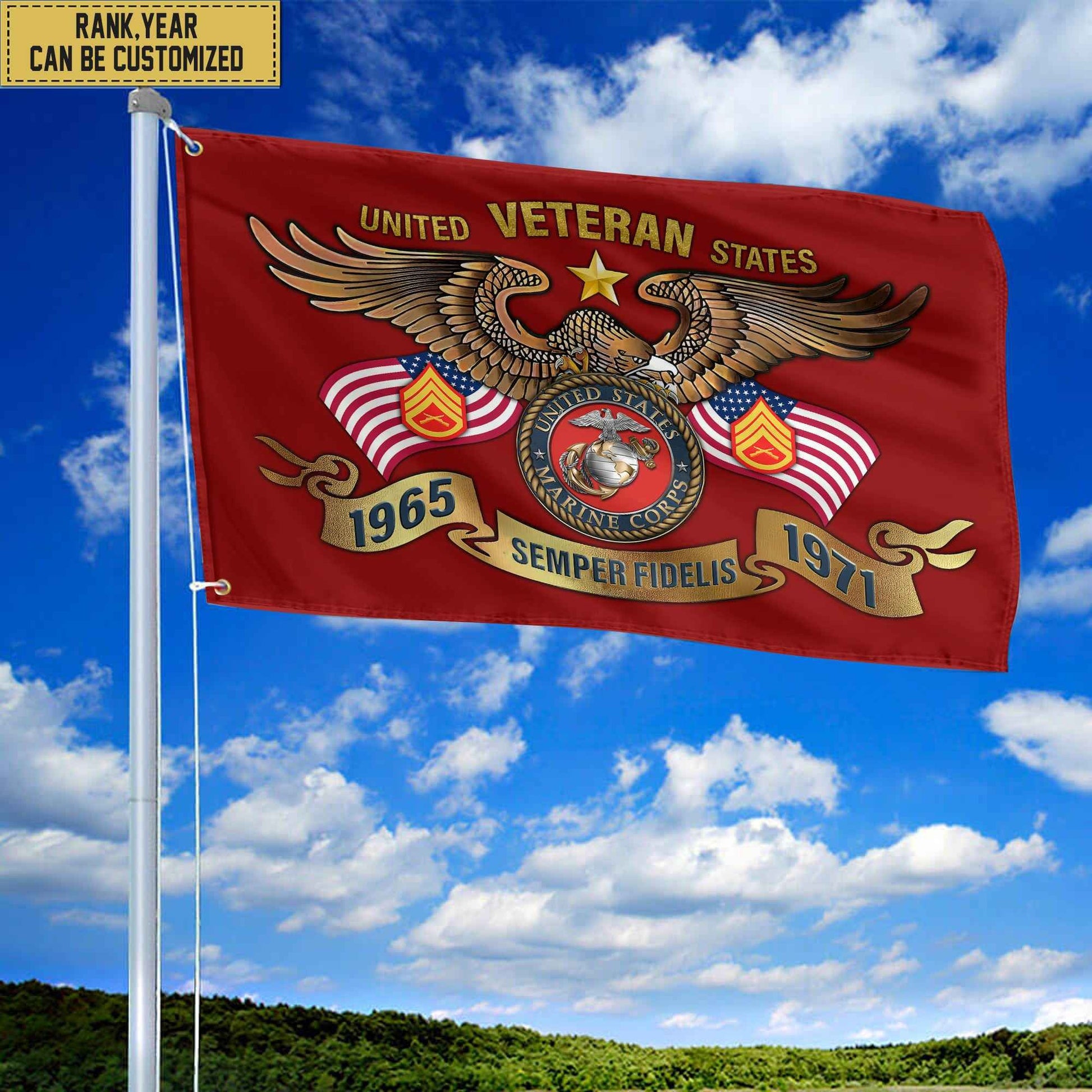 Premium Personalized USMC Veteran Grommet Flag, Gift For Marine Veteran, Gift For Veterans Day, Memorial Day, Father's Day VPVC104503