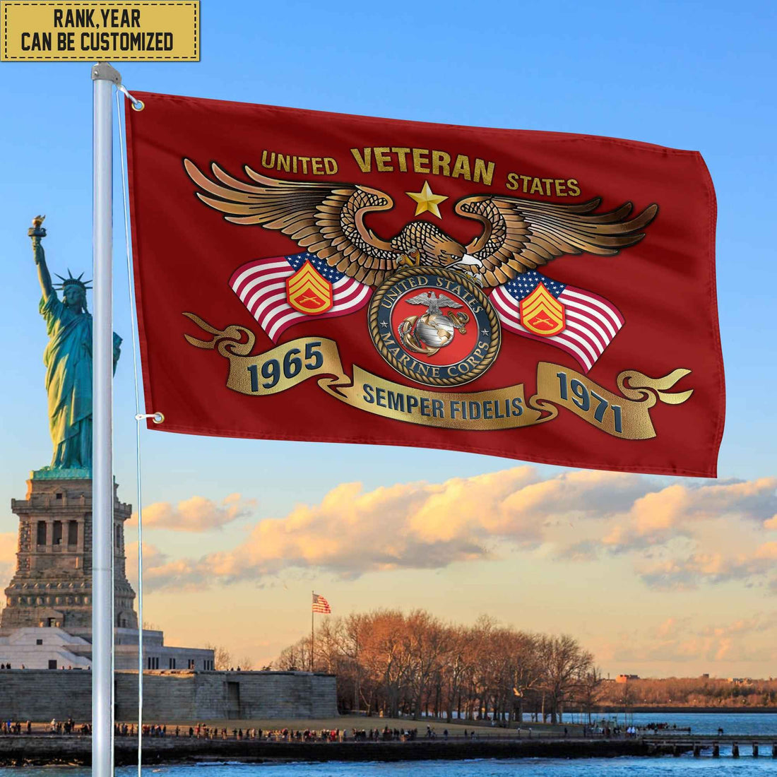Premium Personalized USMC Veteran Grommet Flag, Gift For Marine Veteran, Gift For Veterans Day, Memorial Day, Father's Day VPVC104503