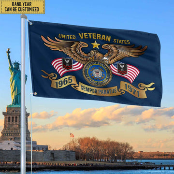 Premium Personalized USCG Veterans Grommet Flag, Gift For Coast Guard Veteran, Gift For Veterans Day, Memorial Day, Father's Day VPVC104505